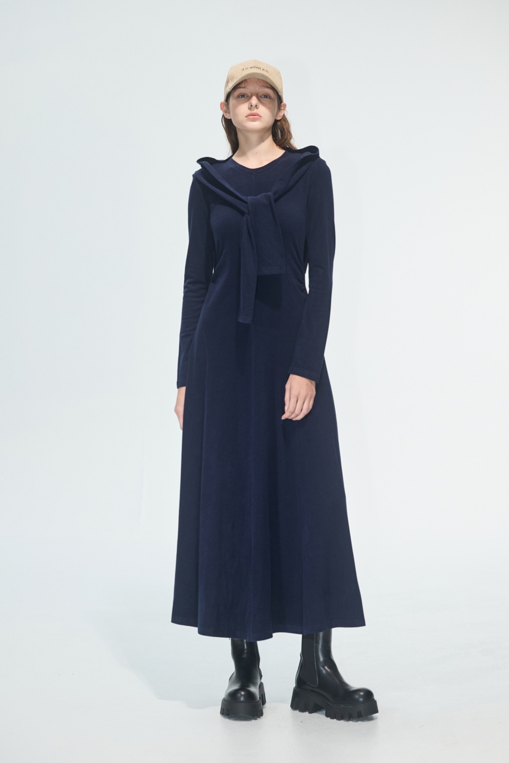 溫度線條設計感多穿針織長洋裝 - 深邃藏藍, 36 ▶十一月份◀ 25AW|1106 • Midnight Ease|❤️週週新品 | New|洋裝 | Dresses|長洋裝