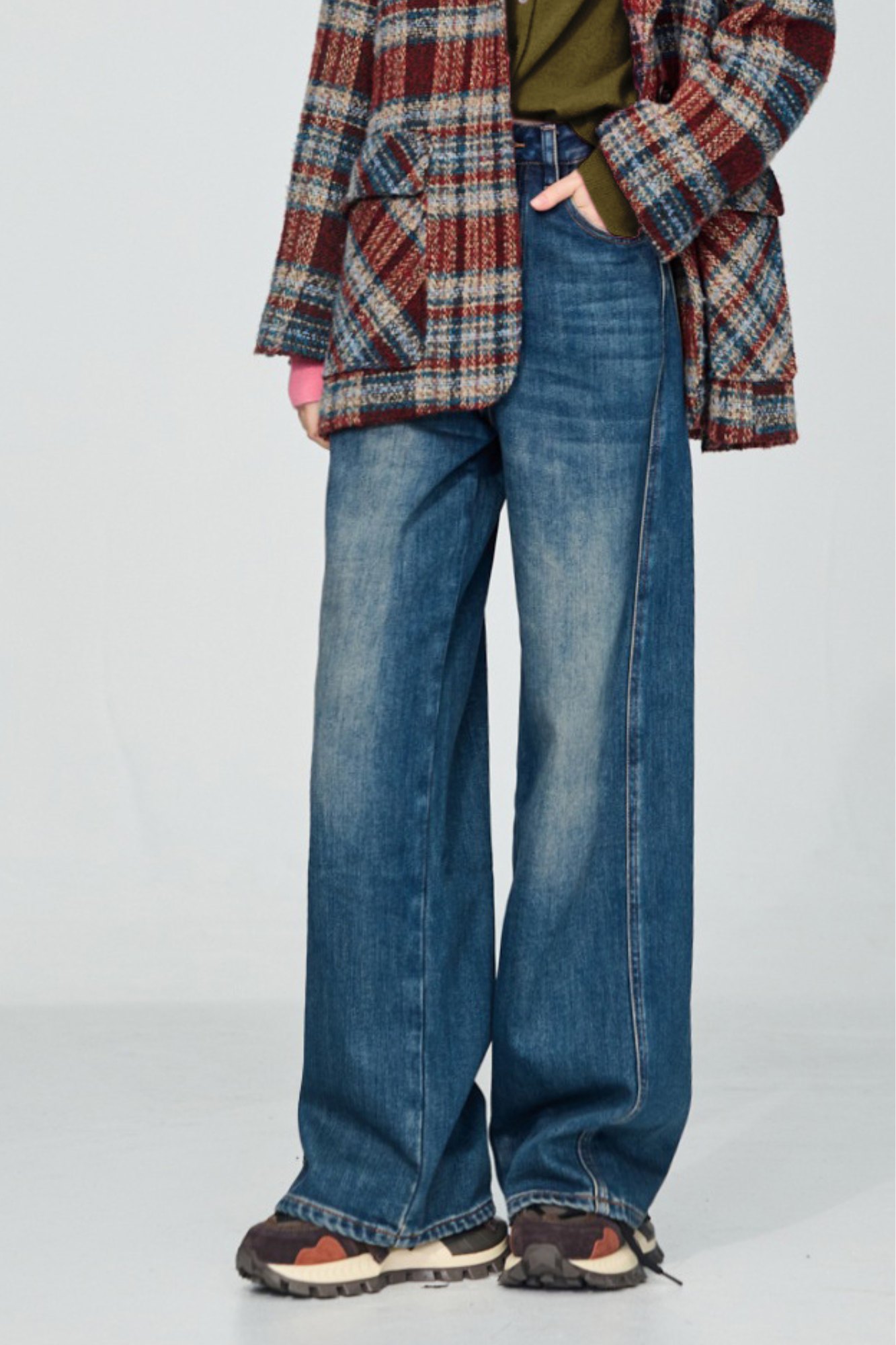 冬日靛藍內刷毛剪接刷色牛仔褲 - 深邃藏藍, 36 ❤️週週新品 | New|▶十二月份◀ 25AW|1225 • Still Green|下著 | Bottoms|長褲 • 寬褲|牛仔丹寧