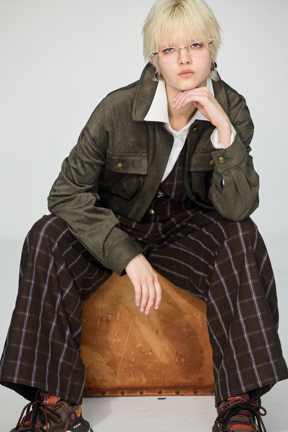 靜冬森影素面麂皮翻領外套 ❤️週週新品 | New|▶十二月份◀ 25AW|1225 • Still Green|外衣 | Outwears|夾克 • 短外套