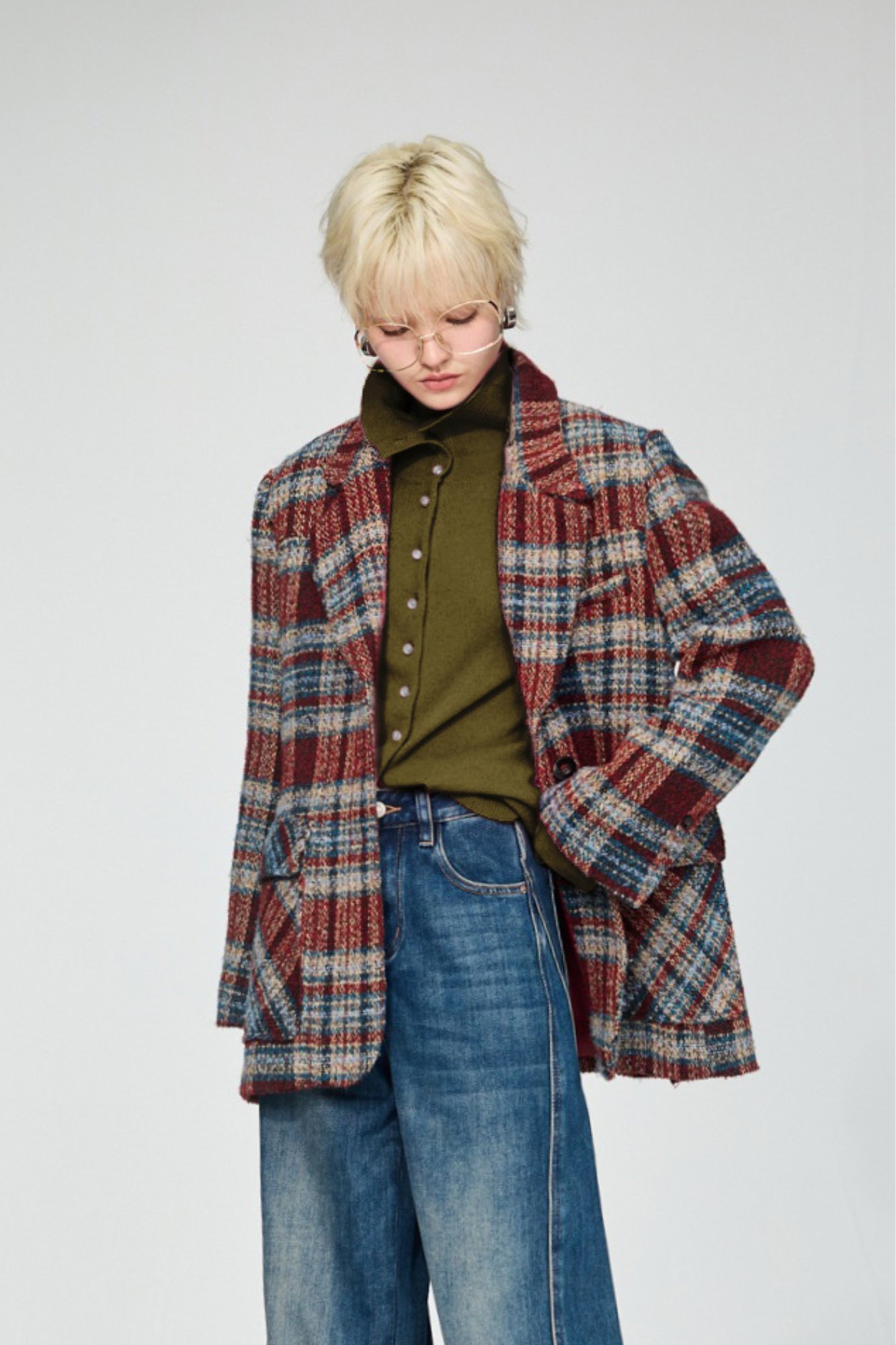 寒夜暖焰貼帶格子西裝外套 ❤️週週新品 | New|▶十二月份◀ 25AW|1225 • Still Green|外衣 | Outwears|西裝外套