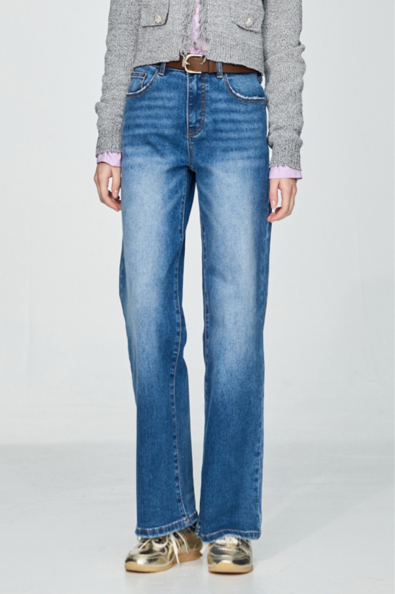 藍靜程序水洗刷色牛仔直筒褲 - 寧靜黛藍, 36 ▶一月份◀ 25AW|0101 • Lavender Ease|❤️週週新品 | New|下著 | Bottoms|長褲 • 寬褲|牛仔丹寧