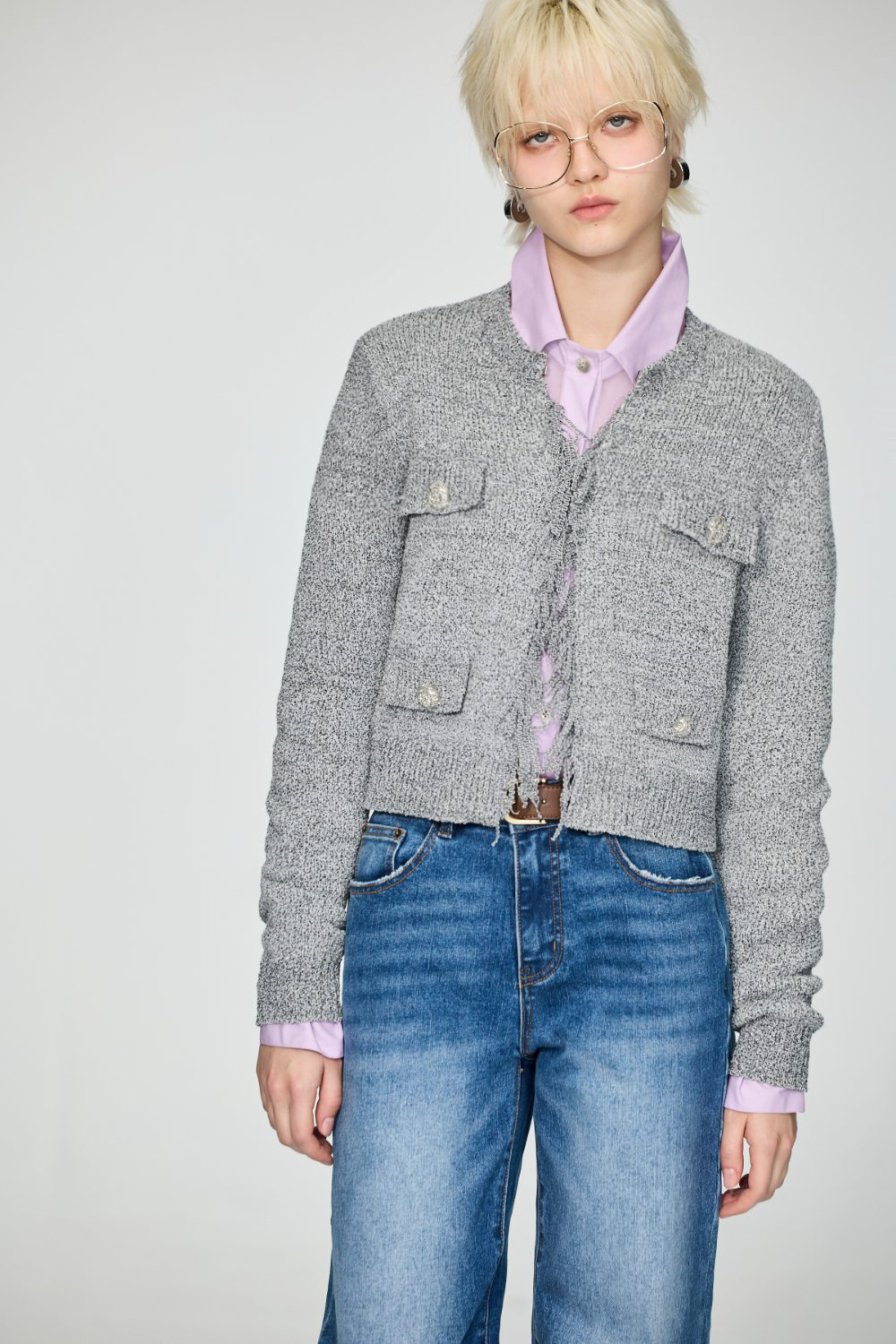 不負浪漫流蘇造型針織外套 - 沉穩霧灰, 36 ▶一月份◀ 25AW|0101 • Lavender Ease|⭐主題穿搭推薦⭐|➤大女主穿搭系列|❤️週週新品 | New|上著 | Tops|五、七分袖 • 長袖上衣|針織 • 毛衣|外衣 | Outwears|針織外套