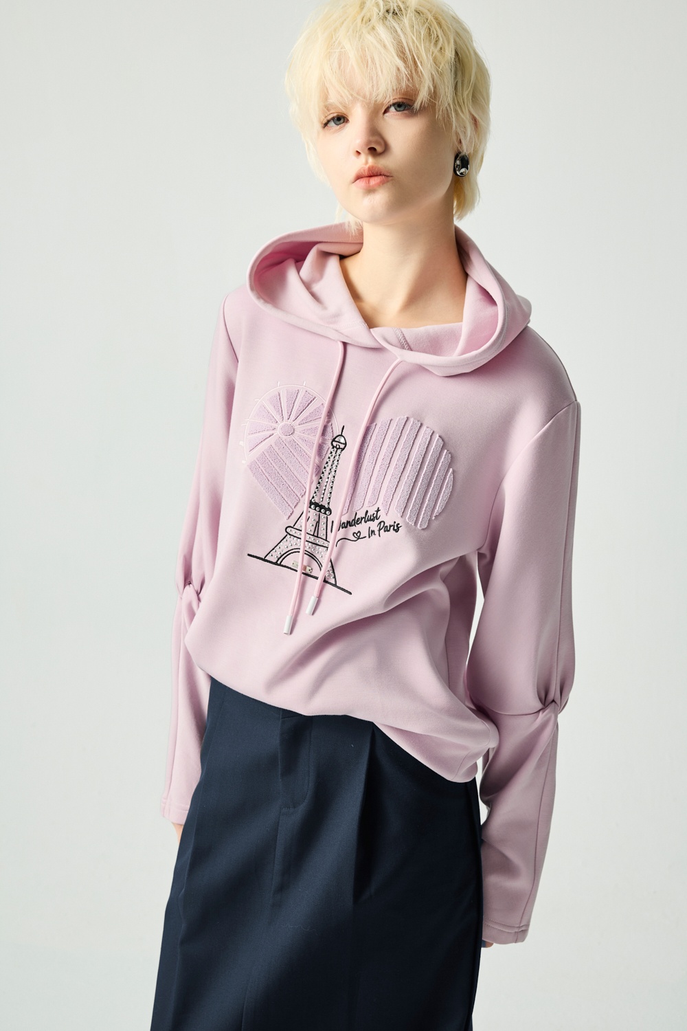 軟fu溫柔紫特殊繡圓連帽上衣 - 薰衣草紫, 36 ❤️週週新品 | New|▶一月份◀ 25AW|0121 • Midnight Lilac|上著 | Tops|五、七分袖 • 長袖上衣