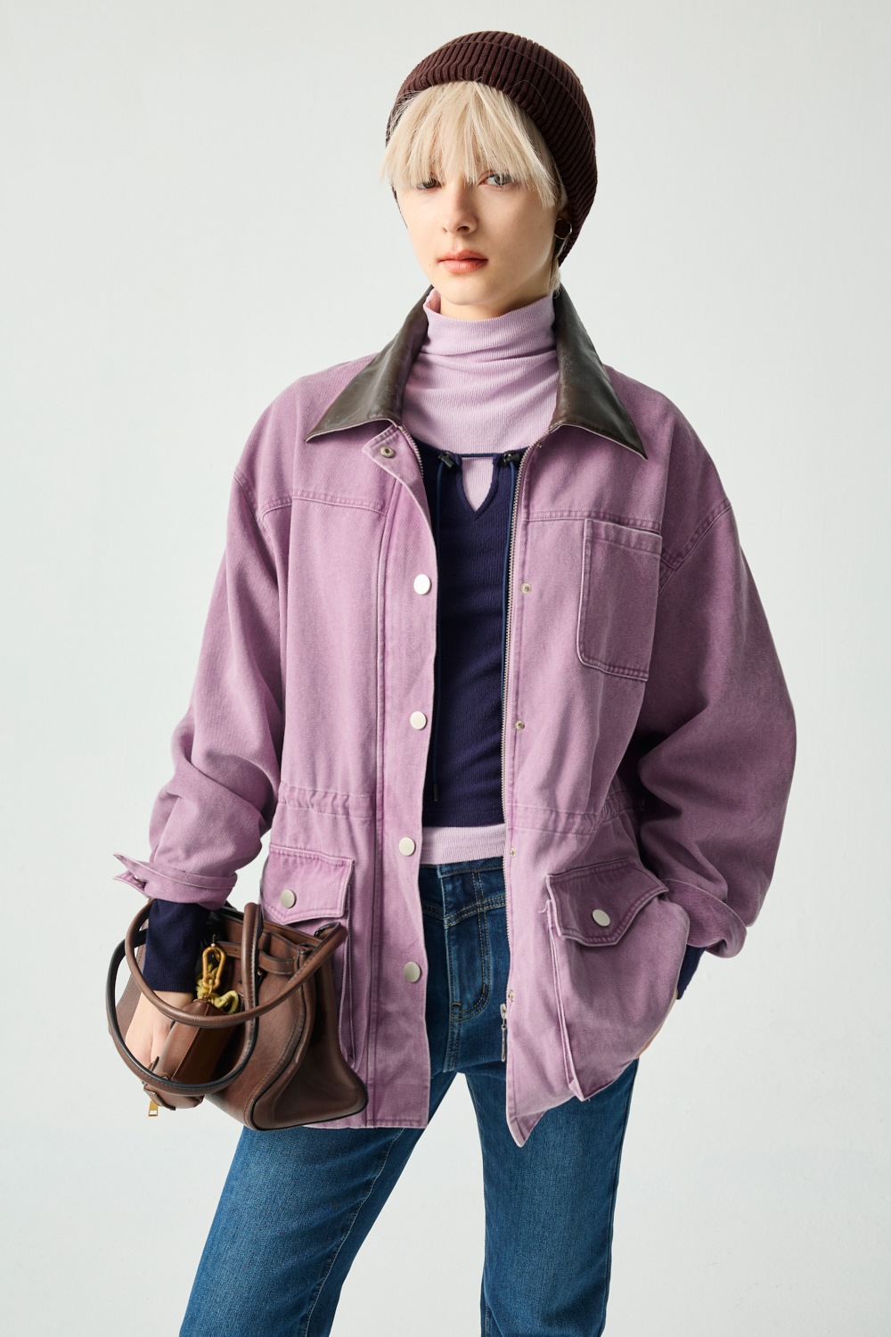 紫芙蝶剪接抽繩長袖外套 - 薰衣草紫, 36 ❤️週週新品 | New|▶一月份◀ 25AW|0121 • Midnight Lilac|外衣 | Outwears|夾克 • 短外套