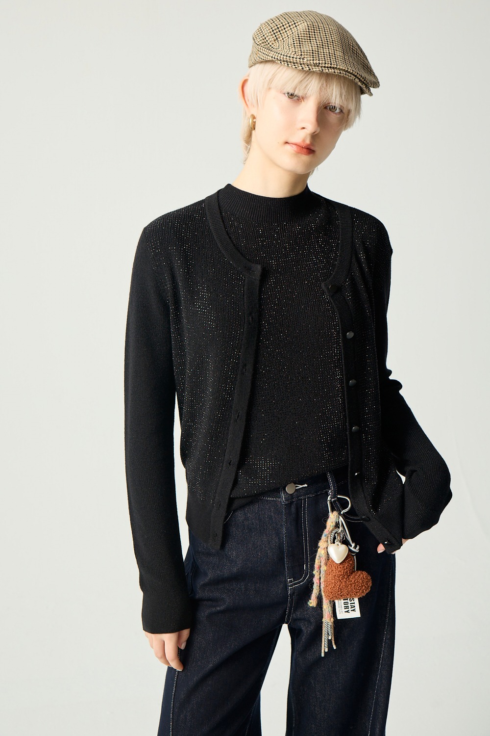 閃閃動人小亮鑽開襟針織外套 ❤️週週新品 | New|▶一月份◀ 25AW|0121 • Midnight Lilac|外衣 | Outwears|夾克 • 短外套|針織外套|罩衫