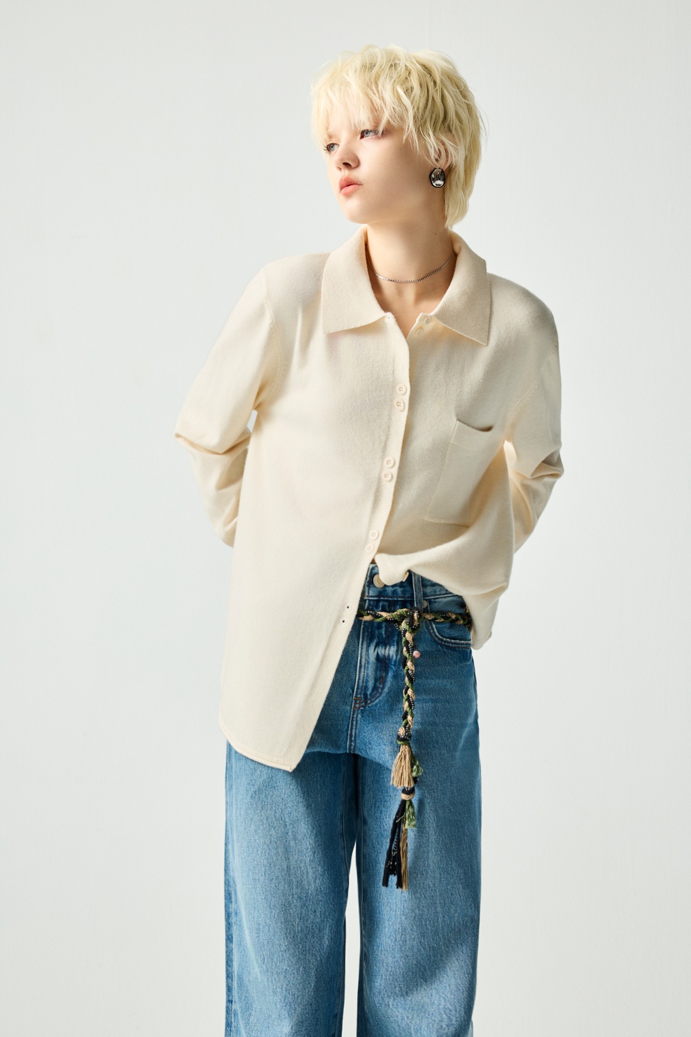 奶油小生翻領雙扣長袖上衣 0128 • Red in Motion|❤️週週新品 | New|▶一月份◀ 25AW|上著 | Tops|五、七分袖 • 長袖上衣