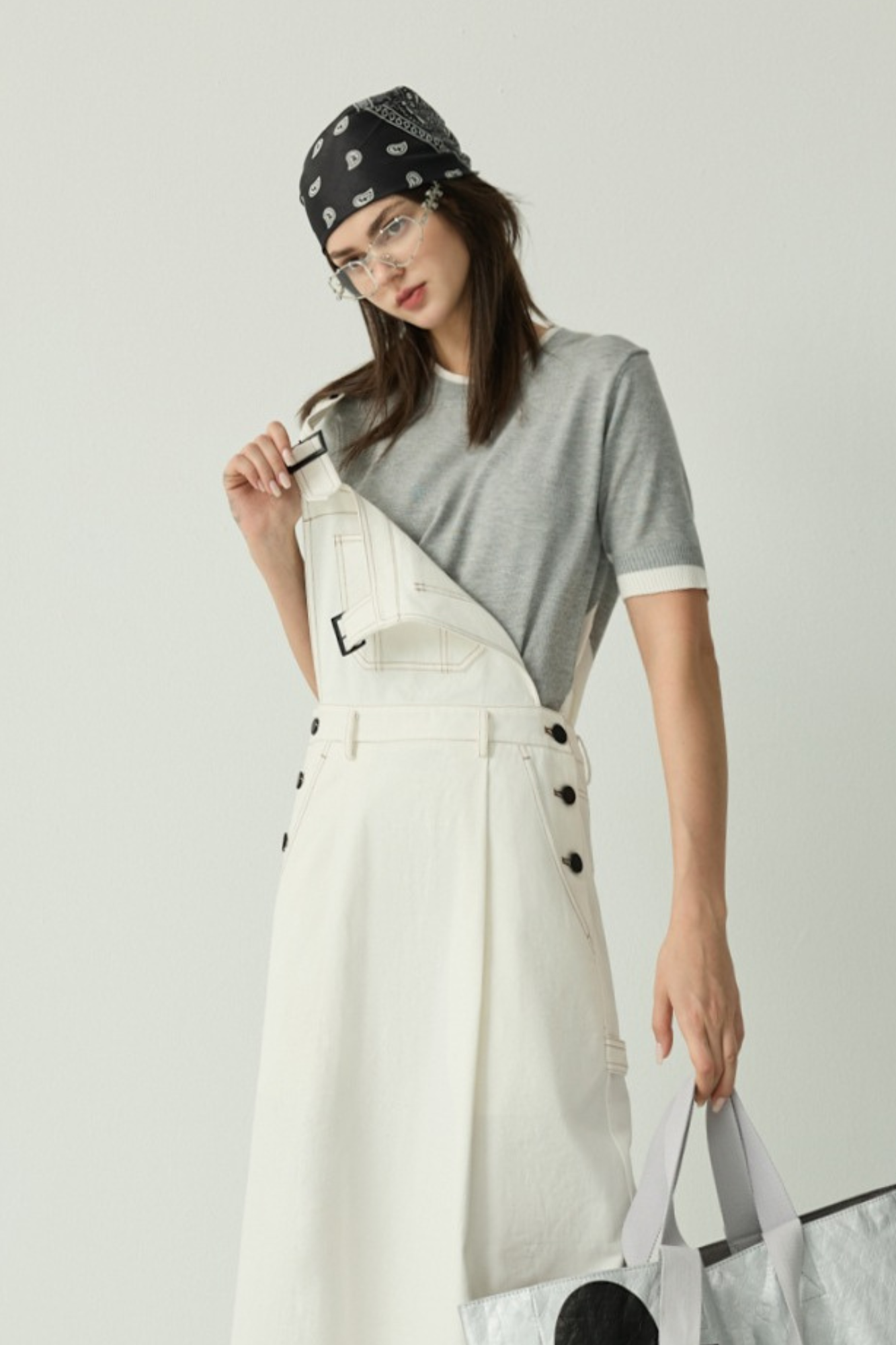 慵懶感假兩件針織上衣 - 沉穩霧灰, 36 0918 • Playful Elegance|休閒 Casual|通勤 Workwear|❤️週週新品 | New|▶九月份◀ 25AW|上著 | Tops|無袖 • 短袖上衣