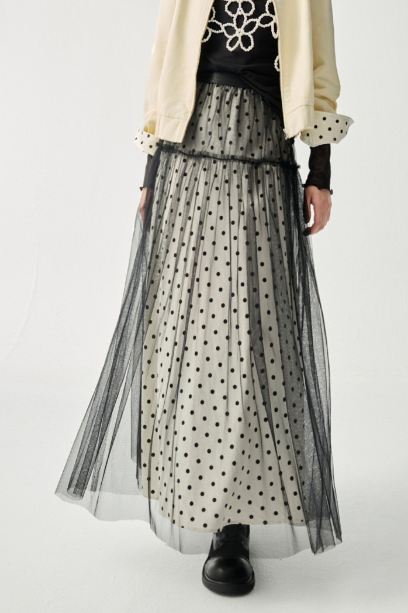 點點網紗長裙 0211 • Noir & Rouge|⭐主題穿搭推薦⭐|➤大女主穿搭系列|❤️週週新品 | New|▶二月份◀ 26SS|下著 | Bottoms|長裙 • 短裙