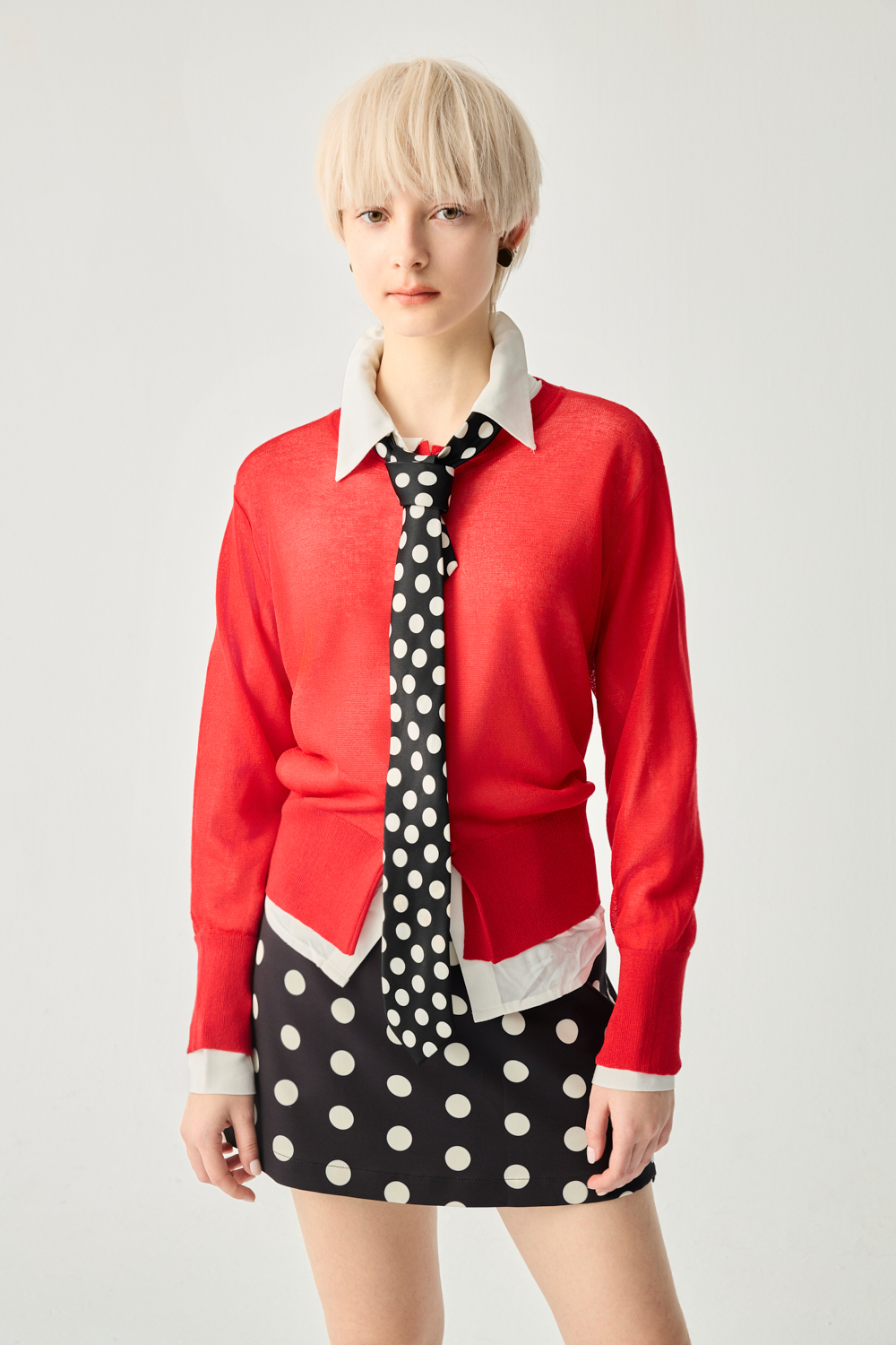 暖調圓領開襟薄針織外套 0211 • Noir & Rouge|❤️週週新品 | New|▶二月份◀ 26SS|上著 | Tops|五、七分袖 • 長袖上衣|針織 • 毛衣