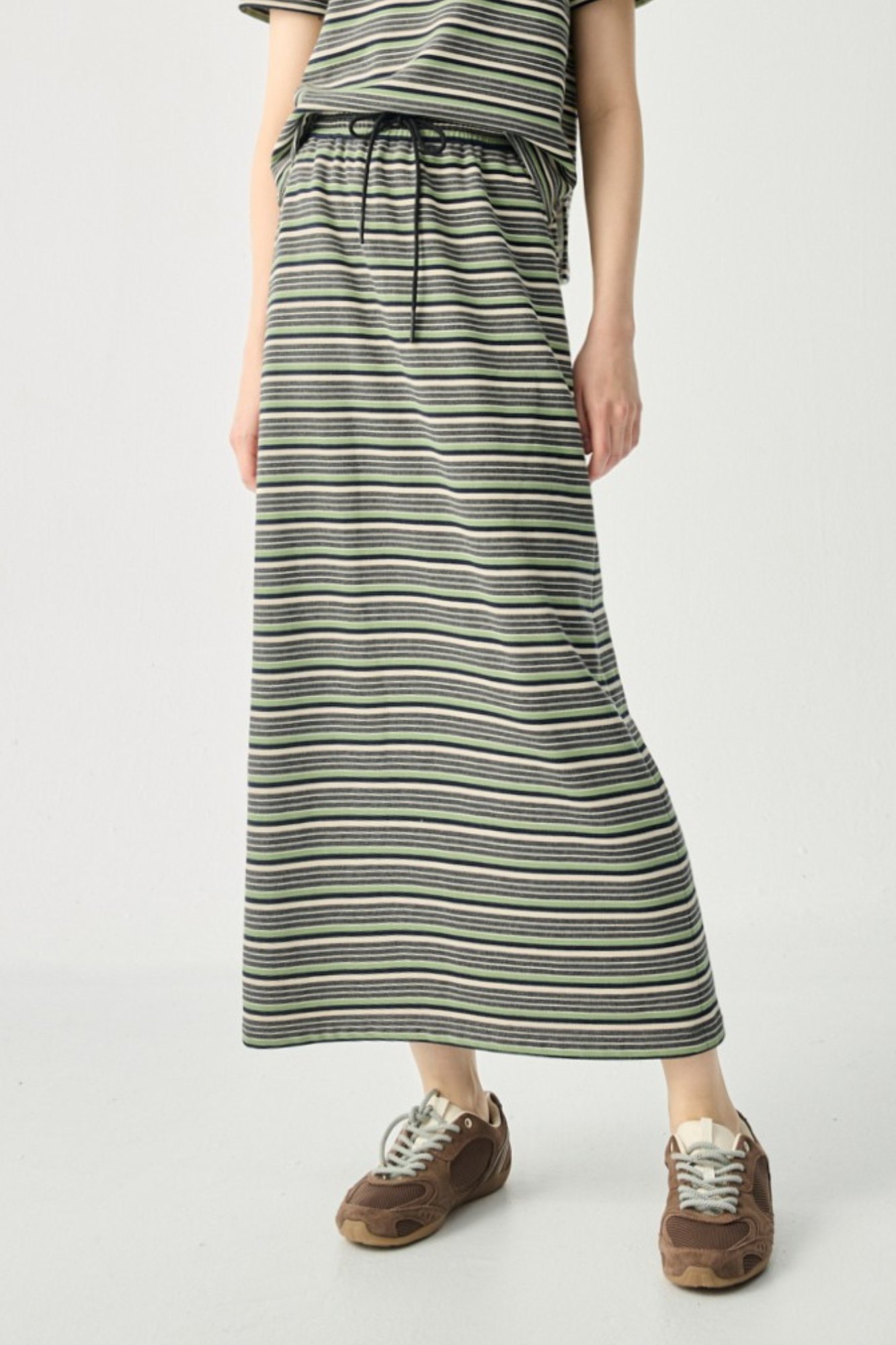 生活裡的彩虹條紋百搭長裙 - 沉穩霧灰, 36 ❤️週週新品 | New|▶二月份◀ 26SS|0204 • Spring Overture|下著 | Bottoms|長裙 • 短裙