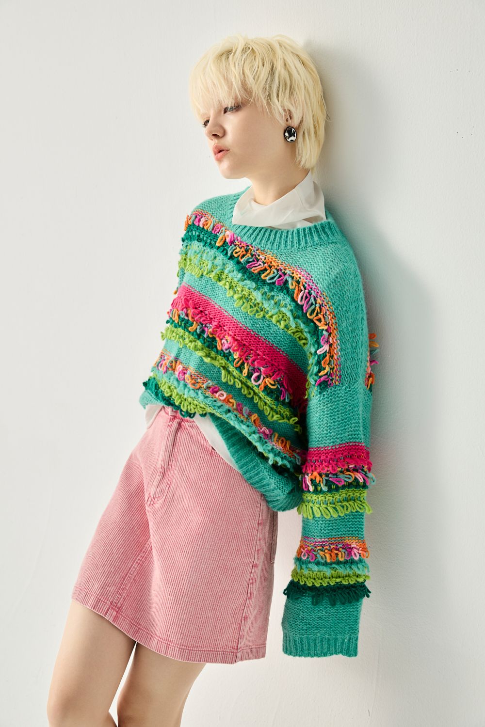 春日低飽和繽紛毛線針織上衣 - 平靜翠綠, 36 ❤️週週新品 | New|▶二月份◀ 26SS|0204 • Spring Overture|上著 | Tops|五、七分袖 • 長袖上衣|針織 • 毛衣