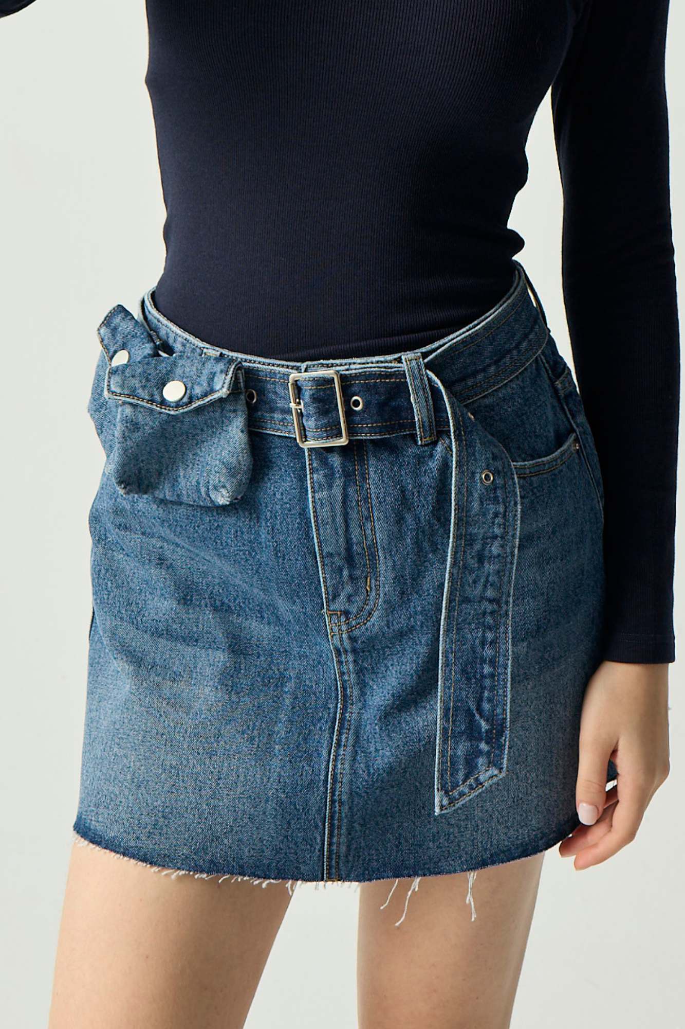 甜酷風水洗牛仔短裙(含腰帶/兩個口袋包) ❤️週週新品 | New|▶二月份◀ 26SS|0209 • Daily Rhythm|下著 | Bottoms|長裙 • 短裙|牛仔丹寧