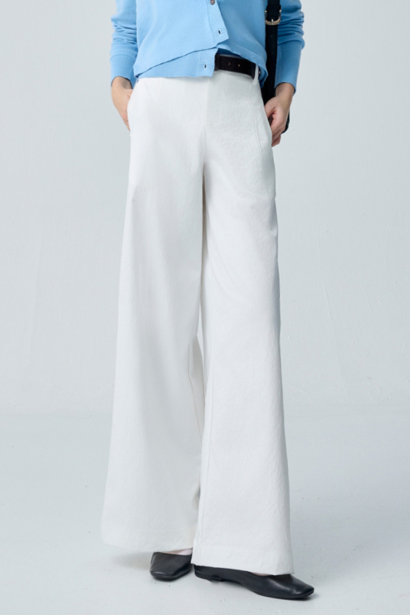 暮藍慢調高腰打摺寬褲 - 無瑕純白, 36 ❤️週週新品 | New|▶二月份◀ 26SS|0209 • Daily Rhythm|下著 | Bottoms|長褲 • 寬褲