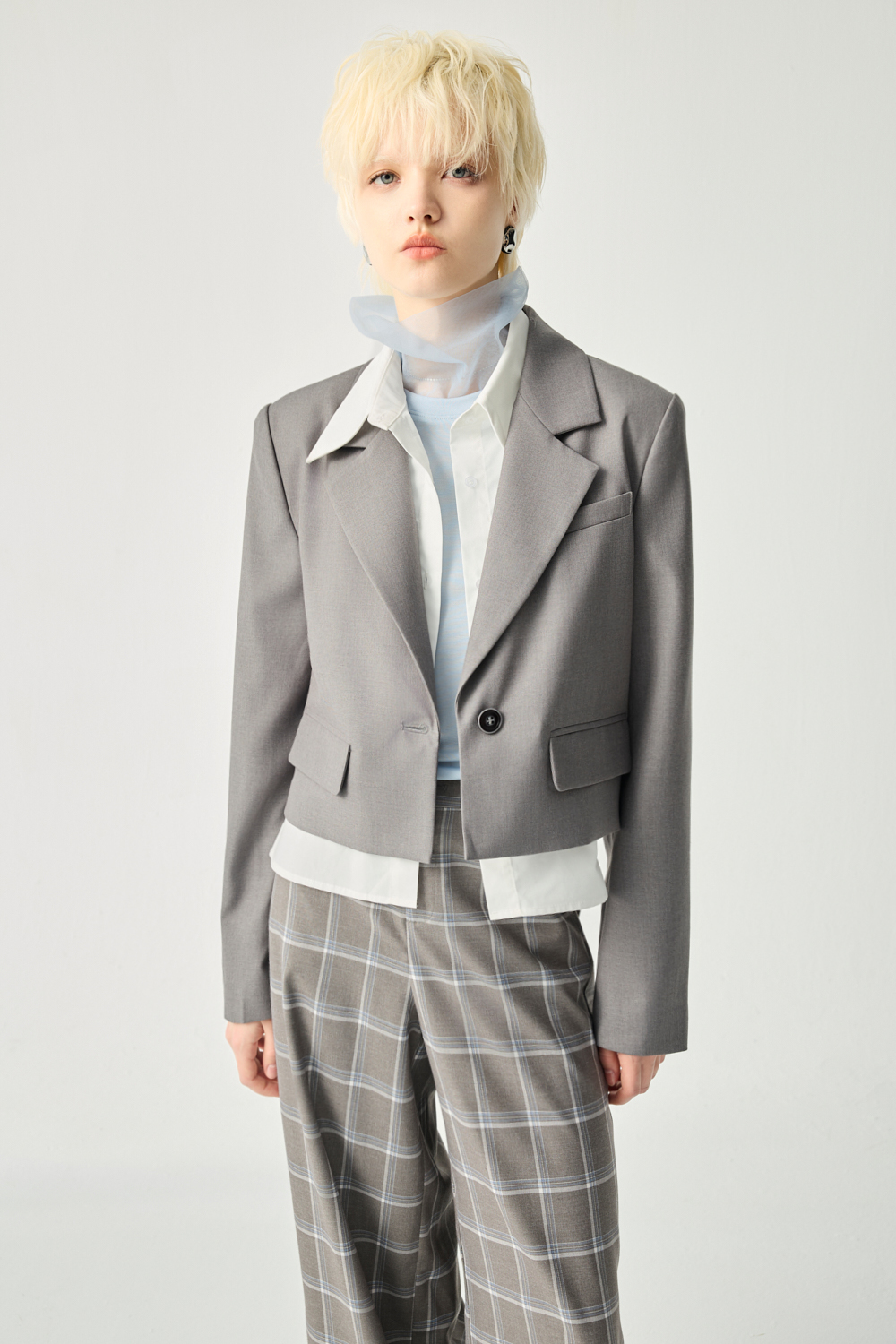 灰調通勤剪接造型西裝外套 - 沉穩霧灰, 36 ❤️週週新品 | New|▶二月份◀ 26SS|0209 • Daily Rhythm|外衣 | Outwears|西裝外套