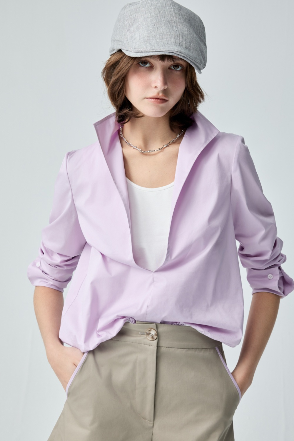 紫丁時光假兩件造型上衣 - 薰衣草紫, 36 0319 • Light & Lovely|❤️週週新品 | New|▶三月份◀ 26SS|上著 | Tops|五、七分袖 • 長袖上衣|襯衫