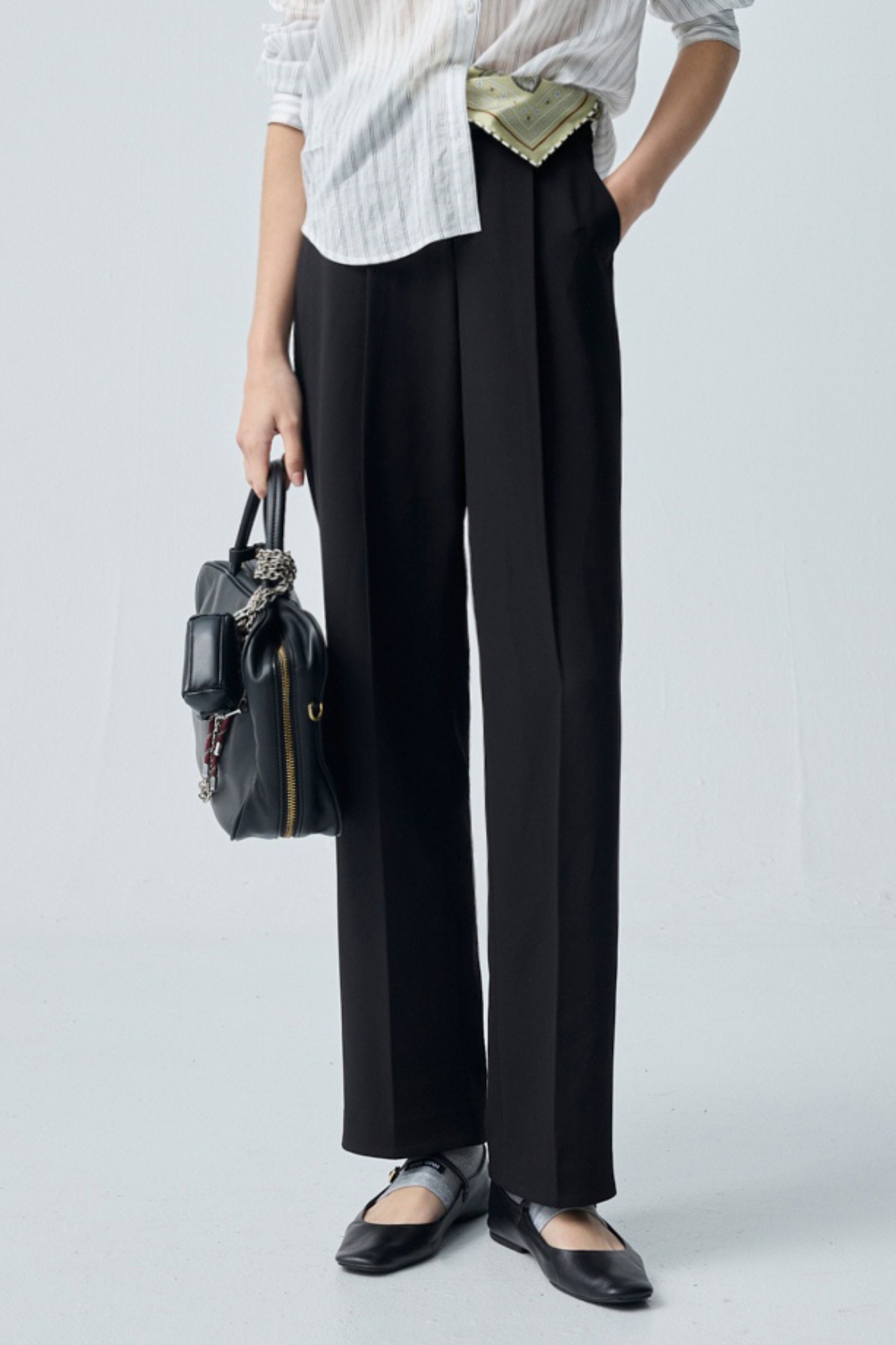 曠野暗色前打摺素面長褲 - 神祕純黑, 36 0319 • Light & Lovely|❤️週週新品 | New|▶三月份◀ 26SS|下著 | Bottoms|長褲 • 寬褲