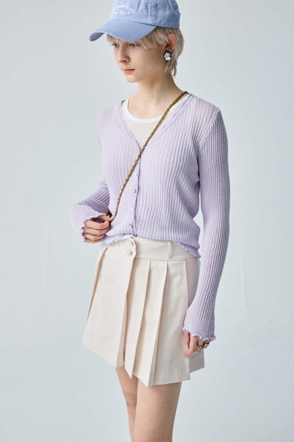 薰衣草秘境兩件式配色上衣 - 薰衣草紫, 36 0319 • Light & Lovely|❤️週週新品 | New|▶三月份◀ 26SS|上著 | Tops|五、七分袖 • 長袖上衣|針織 • 毛衣