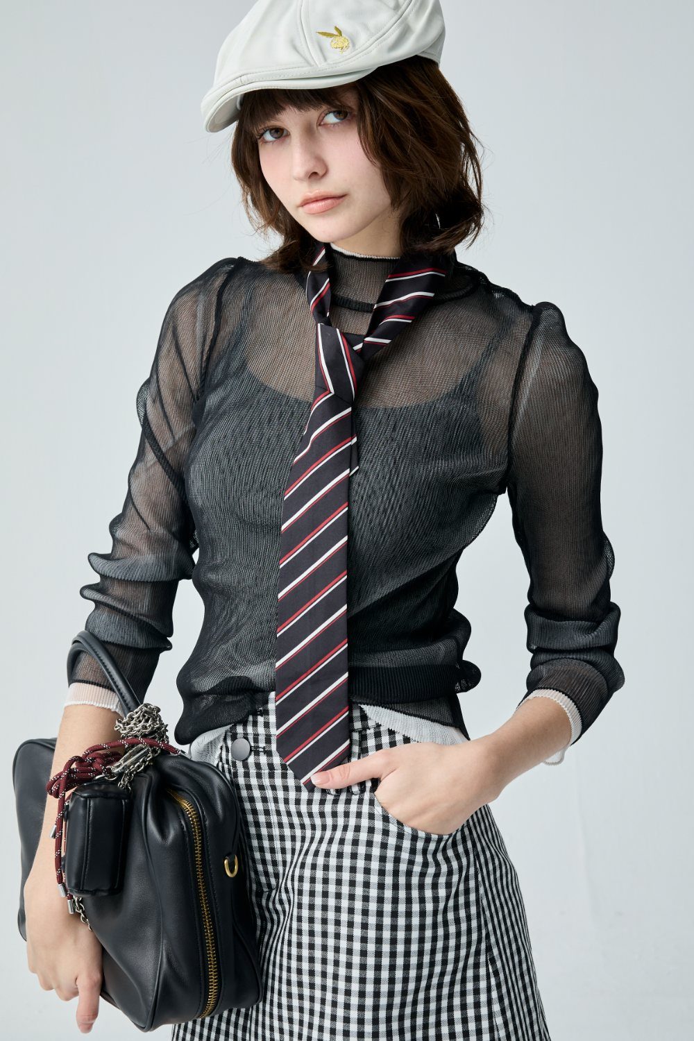 白影俐落壓摺小高領長袖上衣 ❤️週週新品 | New|▶三月份◀ 26SS|0312 • Peach Accent|上著 | Tops|五、七分袖 • 長袖上衣