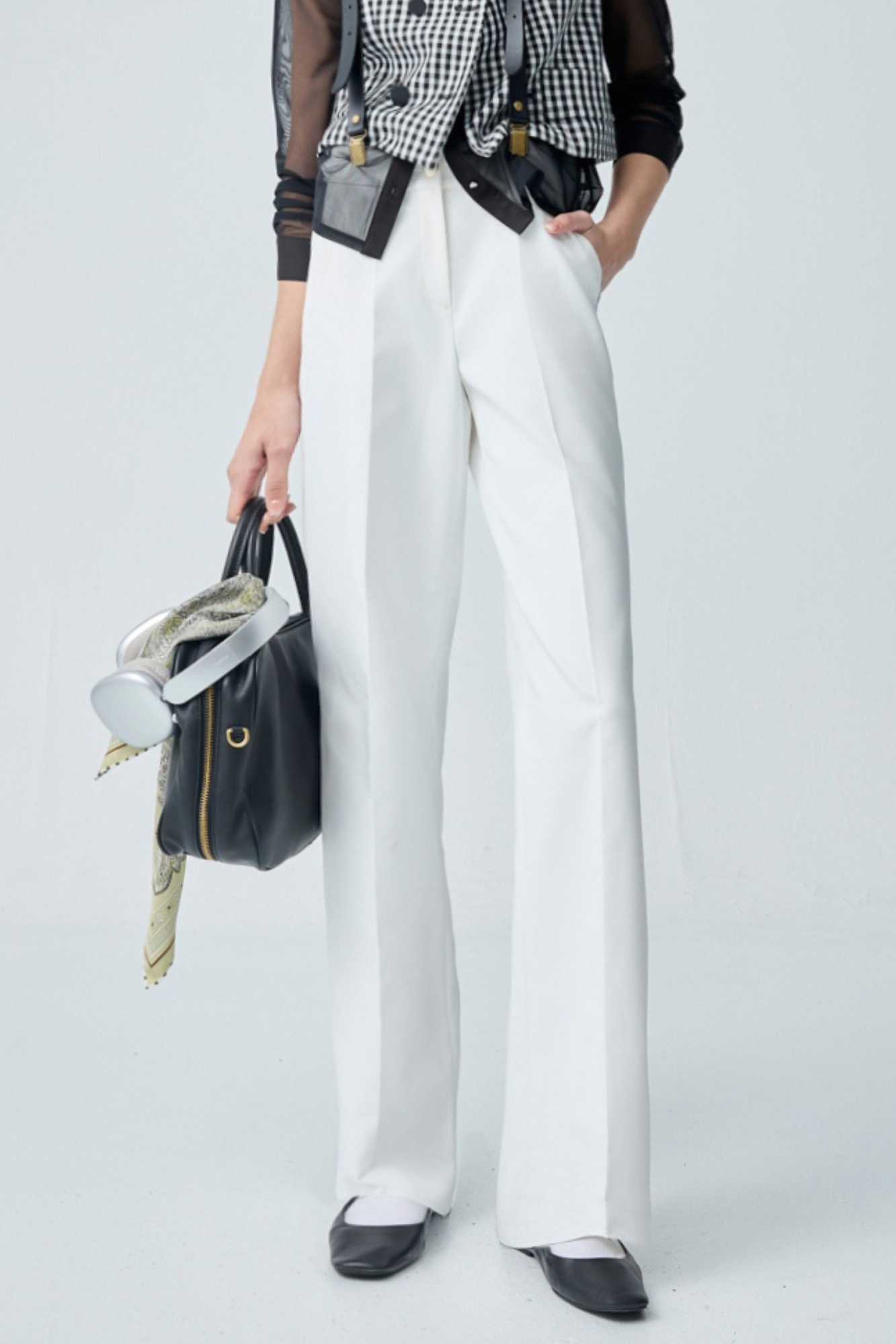 柔性步調素面基本直筒褲 - 無瑕純白, 36 ❤️週週新品 | New|▶三月份◀ 26SS|0312 • Peach Accent|下著 | Bottoms|長褲 • 寬褲