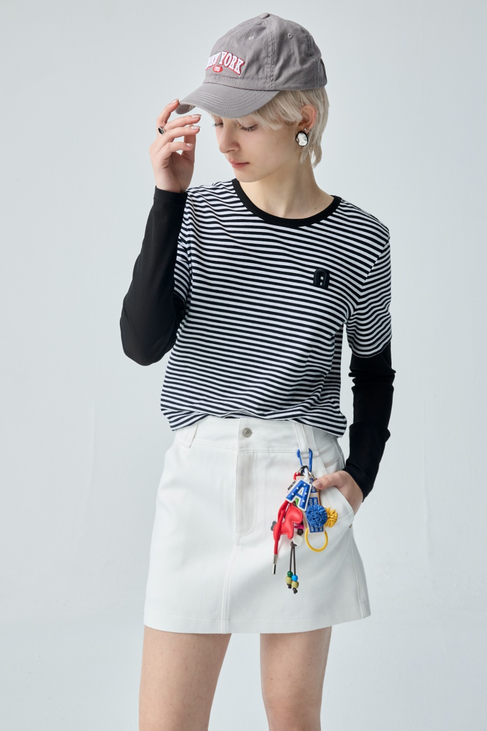 日常條紋剪接造型長袖 - 黑白條紋, 36 ▶三月份◀ 26SS|0305 • Urban Jungle|❤️週週新品 | New|上著 | Tops|五、七分袖 • 長袖上衣