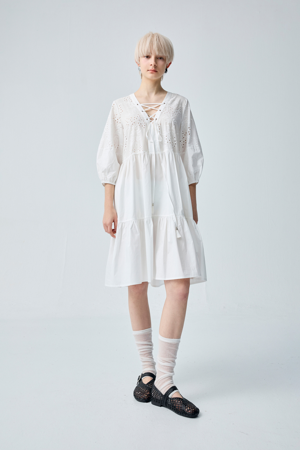 柔白浪漫蕾絲洋裝(附活動內裡) - 無瑕純白, 36 ▶三月份◀ 26SS|0305 • Urban Jungle|❤️週週新品 | New|洋裝 | Dresses|短洋裝