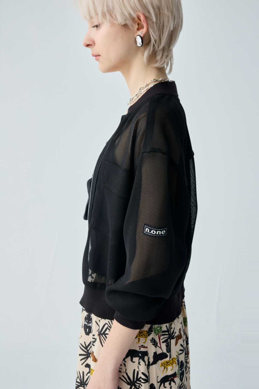 黑曜日記雙口袋網網長袖外套 - 神祕純黑, 36 ▶三月份◀ 26SS|0305 • Urban Jungle|❤️週週新品 | New|外衣 | Outwears|夾克 • 短外套|罩衫