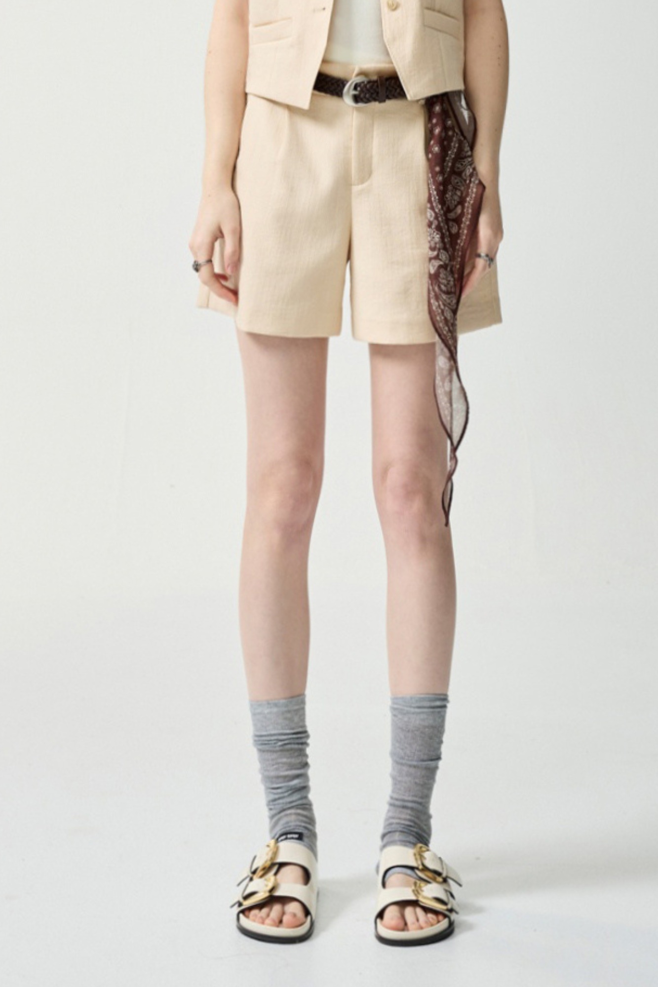 拿鐵時光素面亞麻基本短褲 - 可可卡其, 36 0416 • Urban Player|❤️週週新品 | New|▶四月份◀ 26SS|下著 | Bottoms|短褲 • 褲裙