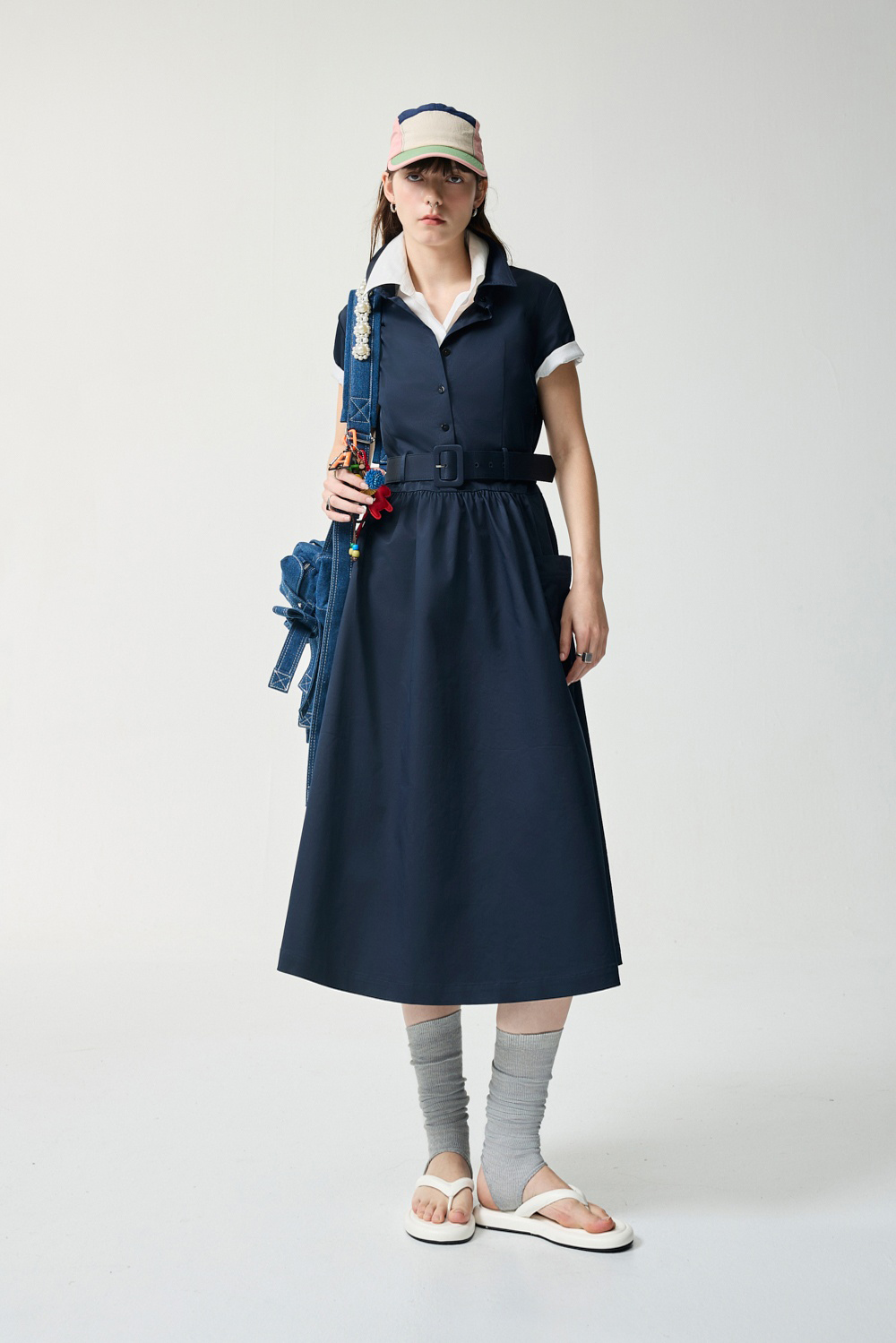 莫內花園素面簡約長洋裝(含皮帶) - 深邃藏藍, 36 0416 • Urban Player|❤️週週新品 | New|▶四月份◀ 26SS|洋裝 | Dresses|長洋裝