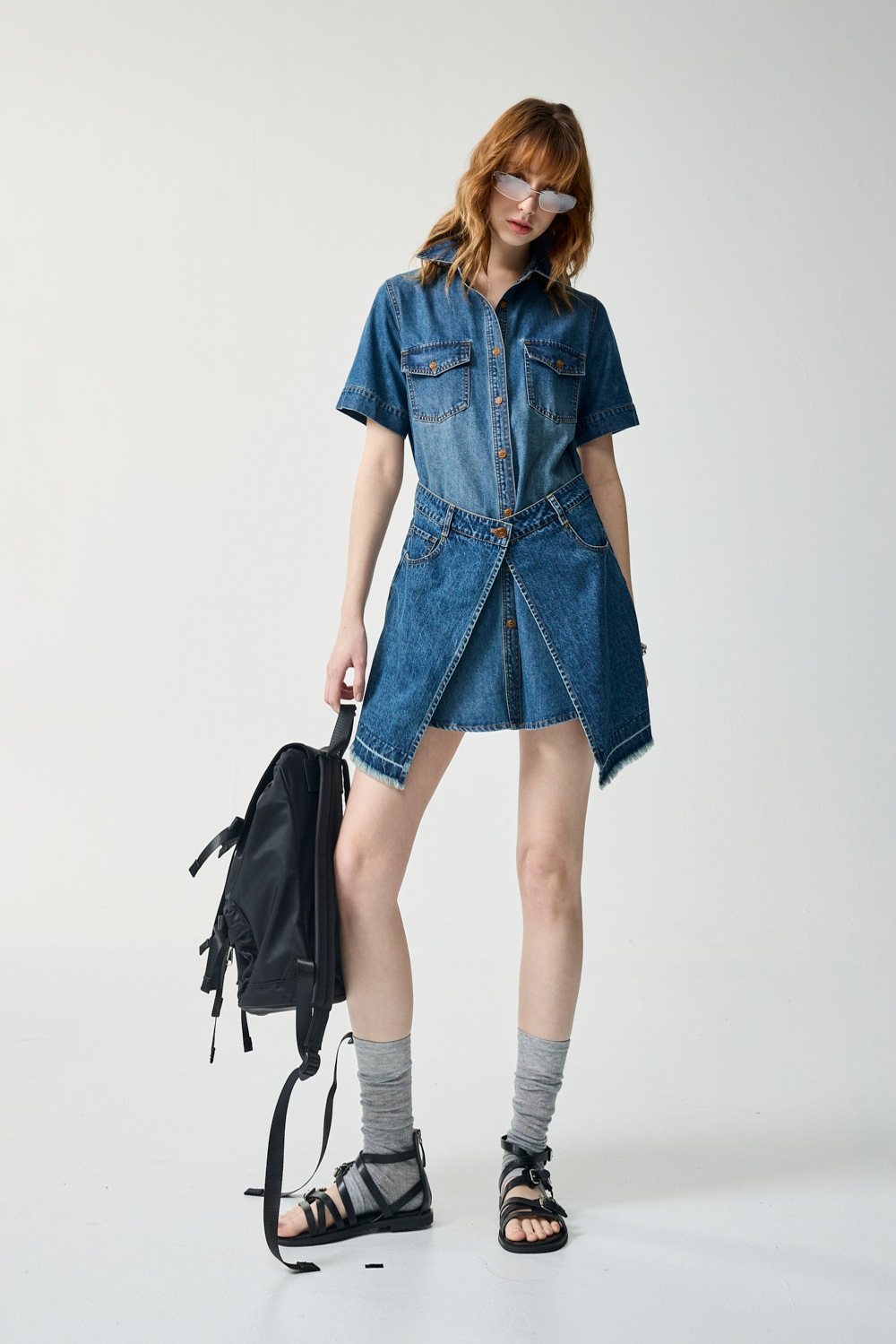 聖托里尼設計感牛仔洋裝 - 深邃藏藍, 36 0416 • Urban Player|❤️週週新品 | New|▶四月份◀ 26SS|連身 | Jumpsuits|洋裝 | Dresses|短洋裝