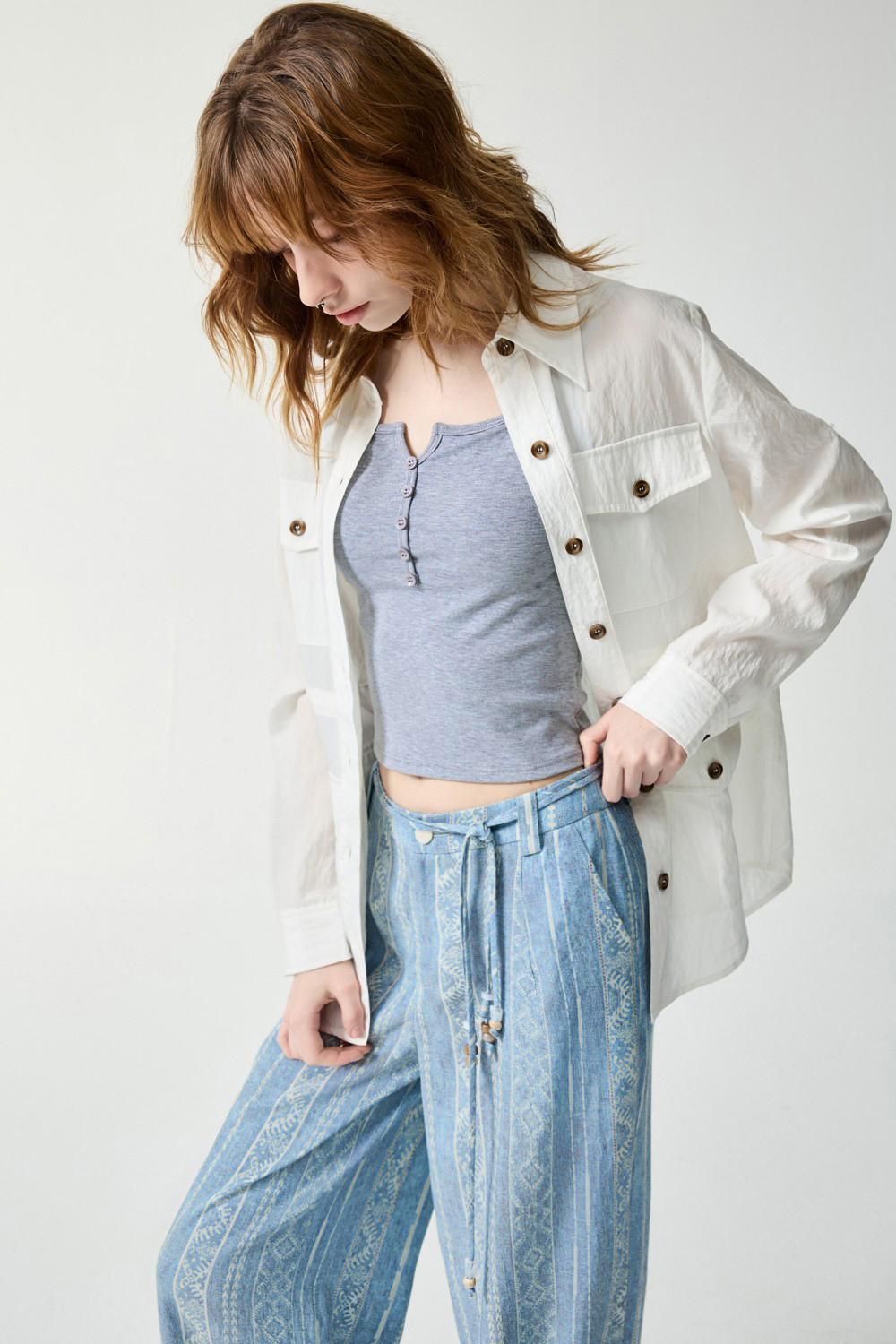 冰川濾鏡腰部抽繩長袖外套 0416 • Urban Player|❤️週週新品 | New|▶四月份◀ 26SS|外衣 | Outwears|夾克 • 短外套|罩衫