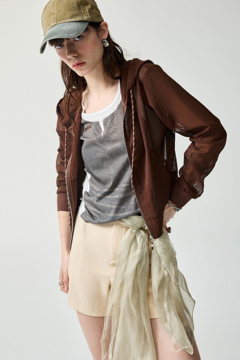 可可慵懶輕薄連帽長袖外套 - 古樸咖啡, 36 0416 • Urban Player|❤️週週新品 | New|▶四月份◀ 26SS|外衣 | Outwears|夾克 • 短外套|罩衫