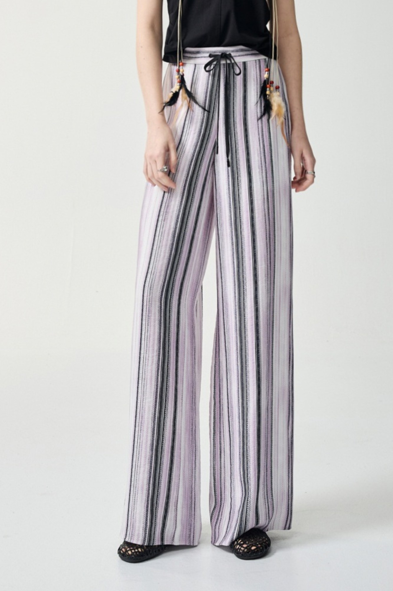 叛逆紫藤條紋印花寬褲 - 薰衣草紫, 36 ❤️週週新品 | New|▶四月份◀ 26SS|0423 • Quiet form|下著 | Bottoms|長褲 • 寬褲