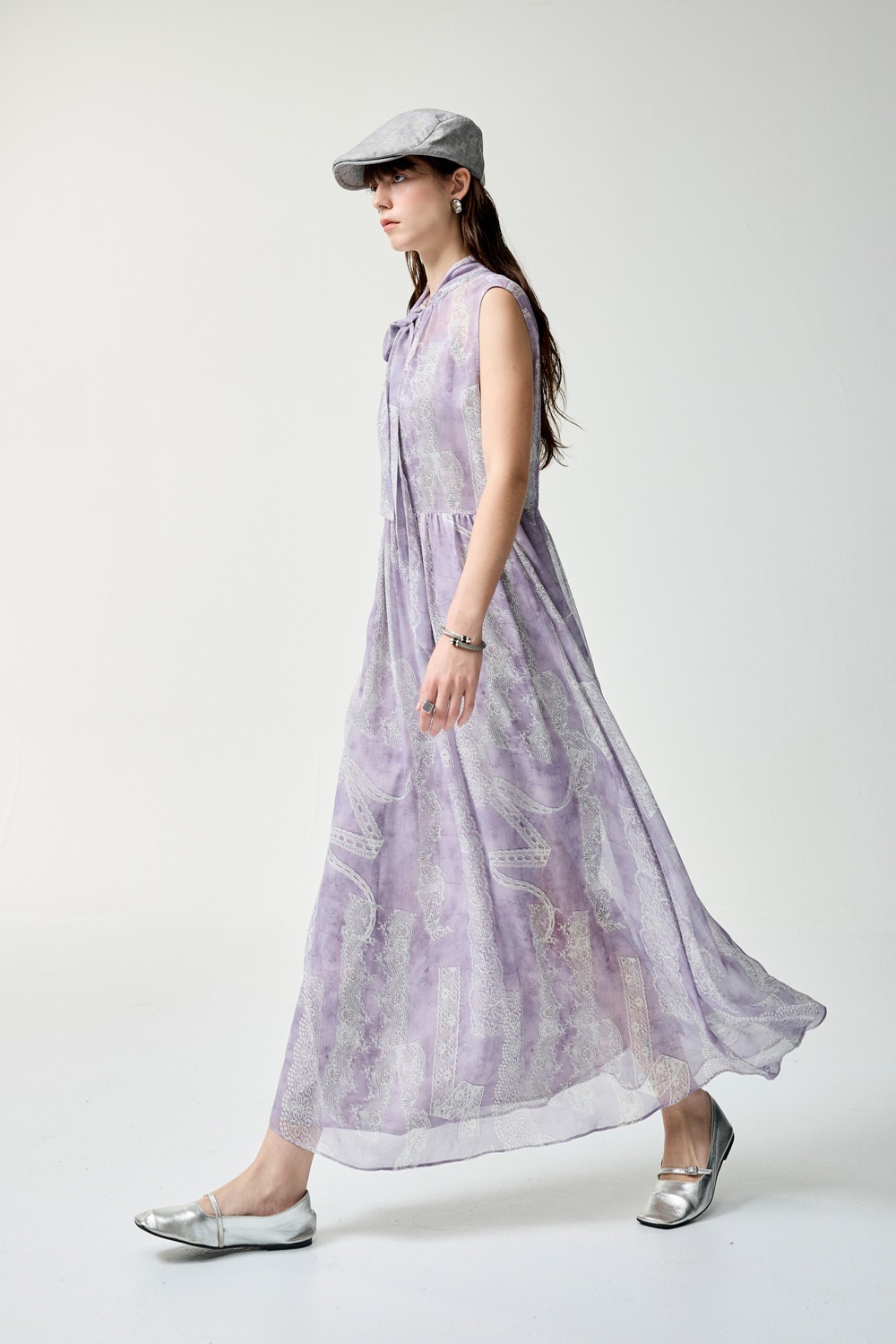 冷調花海印花飄逸長洋裝 - 薰衣草紫, 36 ❤️週週新品 | New|▶四月份◀ 26SS|0423 • Quiet form|洋裝 | Dresses|長洋裝