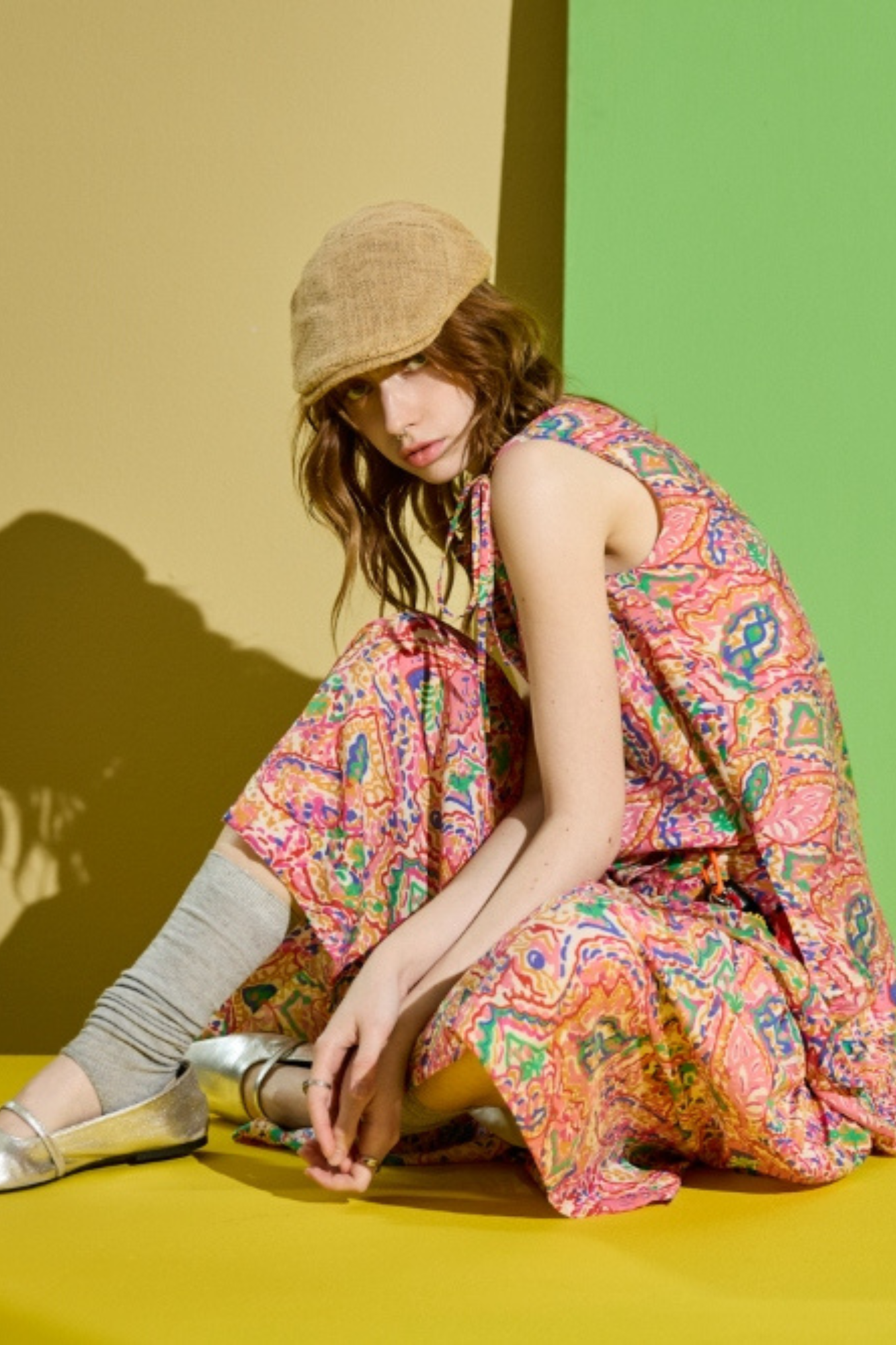 打翻了調色盤彩色印花輕薄長裙 - 古典藕粉, 36 0430 • Warm Light|❤️週週新品 | New|▶四月份◀ 26SS|下著 | Bottoms|長裙 • 短裙