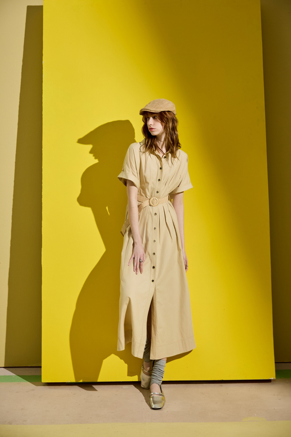 暖陽的落日餘暉連袖壓褶長洋裝 - 可可卡其, 36 0430 • Warm Light|❤️週週新品 | New|▶四月份◀ 26SS|洋裝 | Dresses|長洋裝