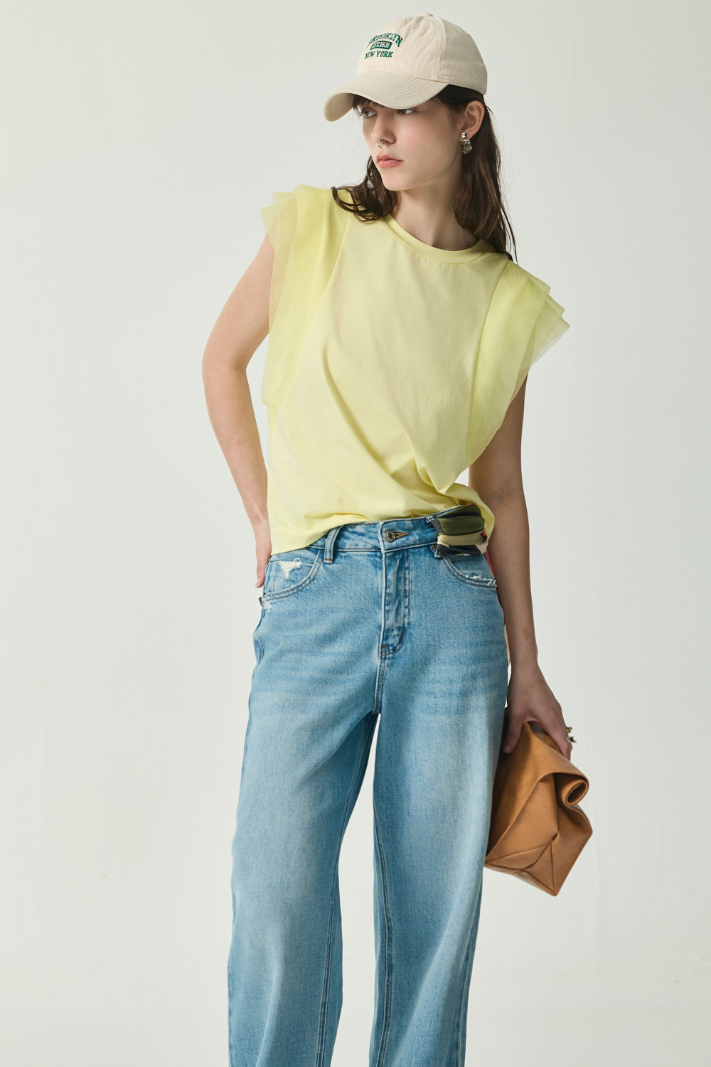 檸檬奶昔網紗拼接造型上衣 ❤️週週新品 | New|▶五月份◀ 26SS|0514 • Verdant Escape|上著 | Tops|無袖 • 短袖上衣