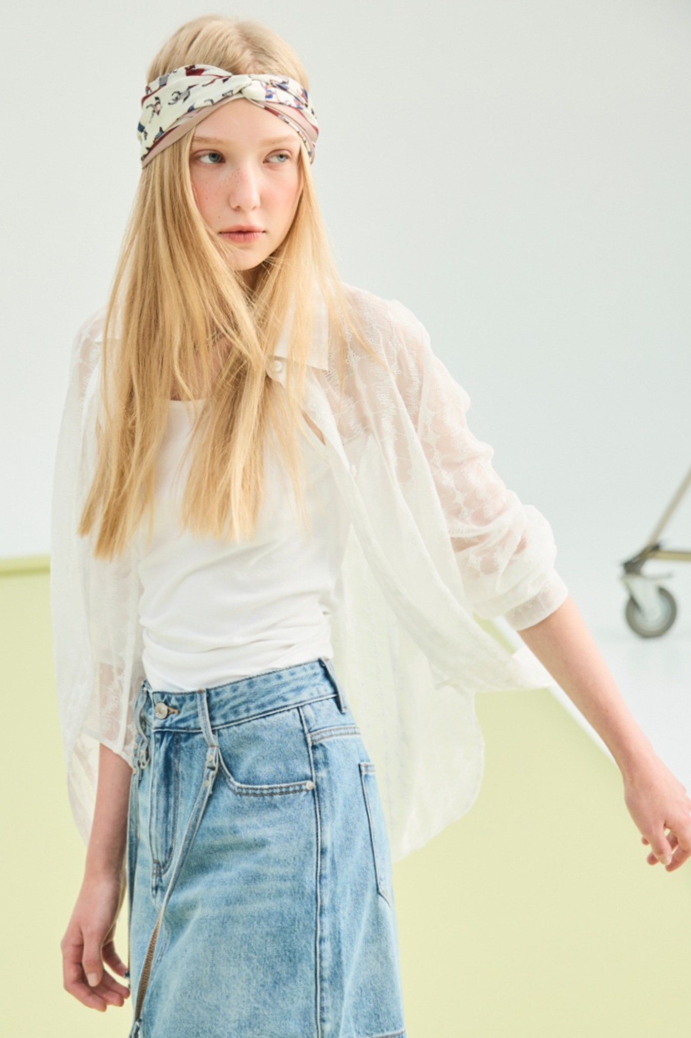 夏日留白微透蕾絲長袖襯衫 - 無瑕純白, 36 0730 • Summer Breeze|❤️週週新品 | New|▶七月份◀ 26SS|上著 | Tops|五、七分袖 • 長袖上衣|襯衫
