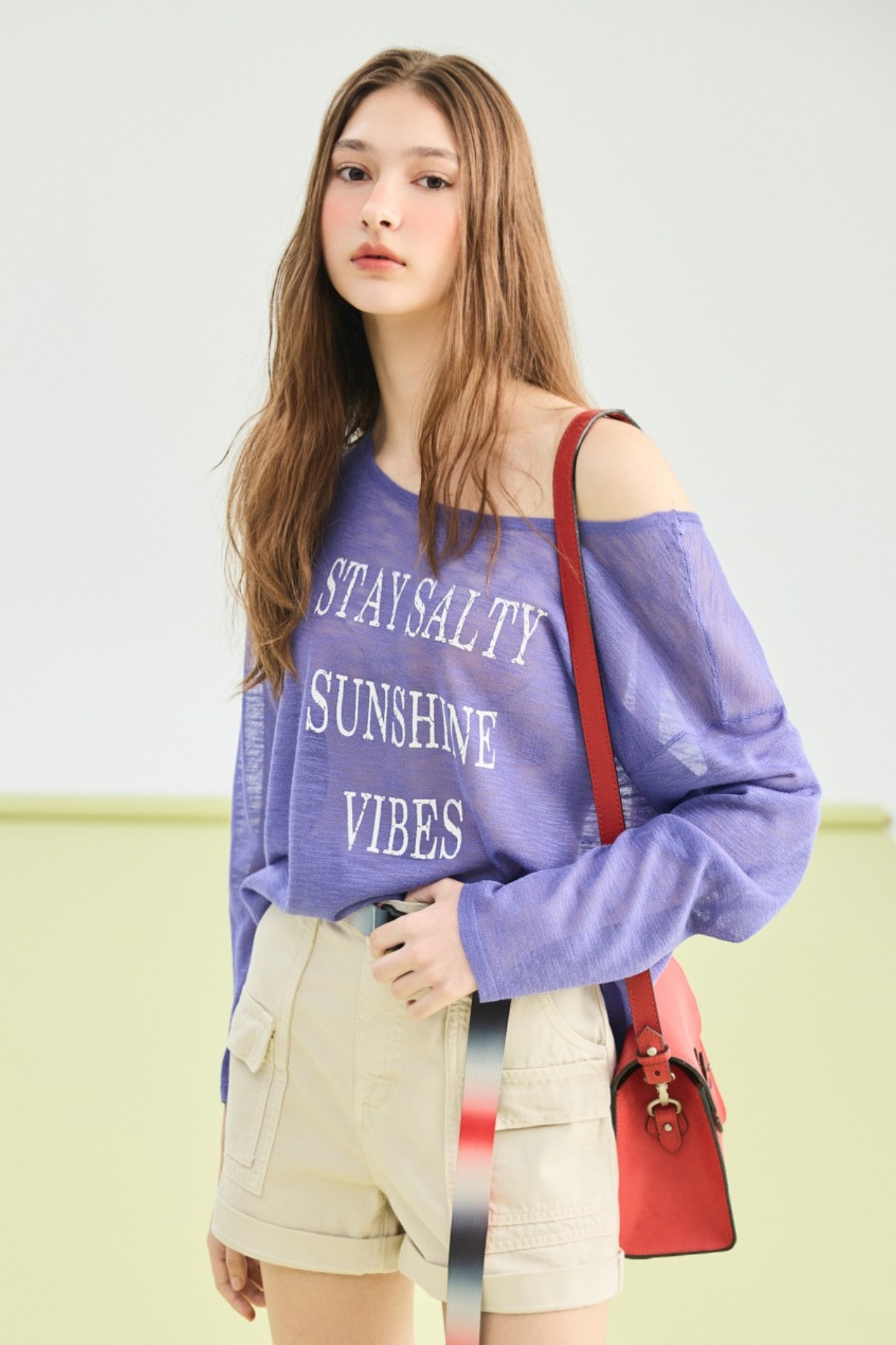 度假氛圍薄透印花長袖上衣 - 寧靜黛藍, 36 0730 • Summer Breeze|❤️週週新品 | New|▶七月份◀ 26SS|上著 | Tops|五、七分袖 • 長袖上衣|針織 • 毛衣