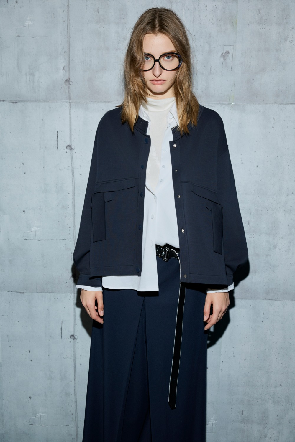 率性剪接長袖外套 - 深邃藏藍, 36 ❤️週週新品 | New|▶十月份◀ 26AW|1022 • Beyond Basic|外衣 | Outwears|夾克 • 短外套