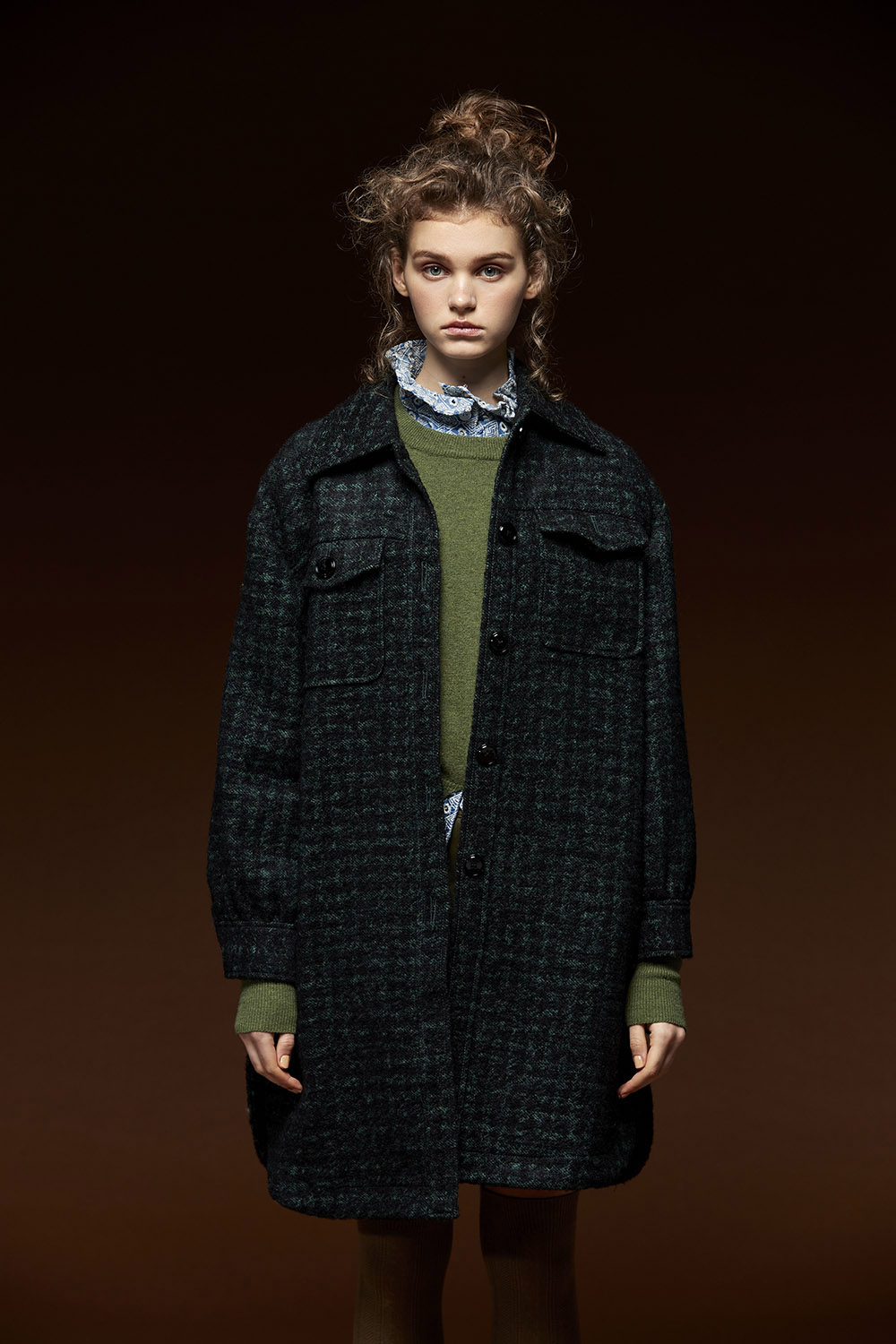 靜謐松綠毛呢長版大衣 新品 | New|外衣 | Outwears|大衣 • 風衣