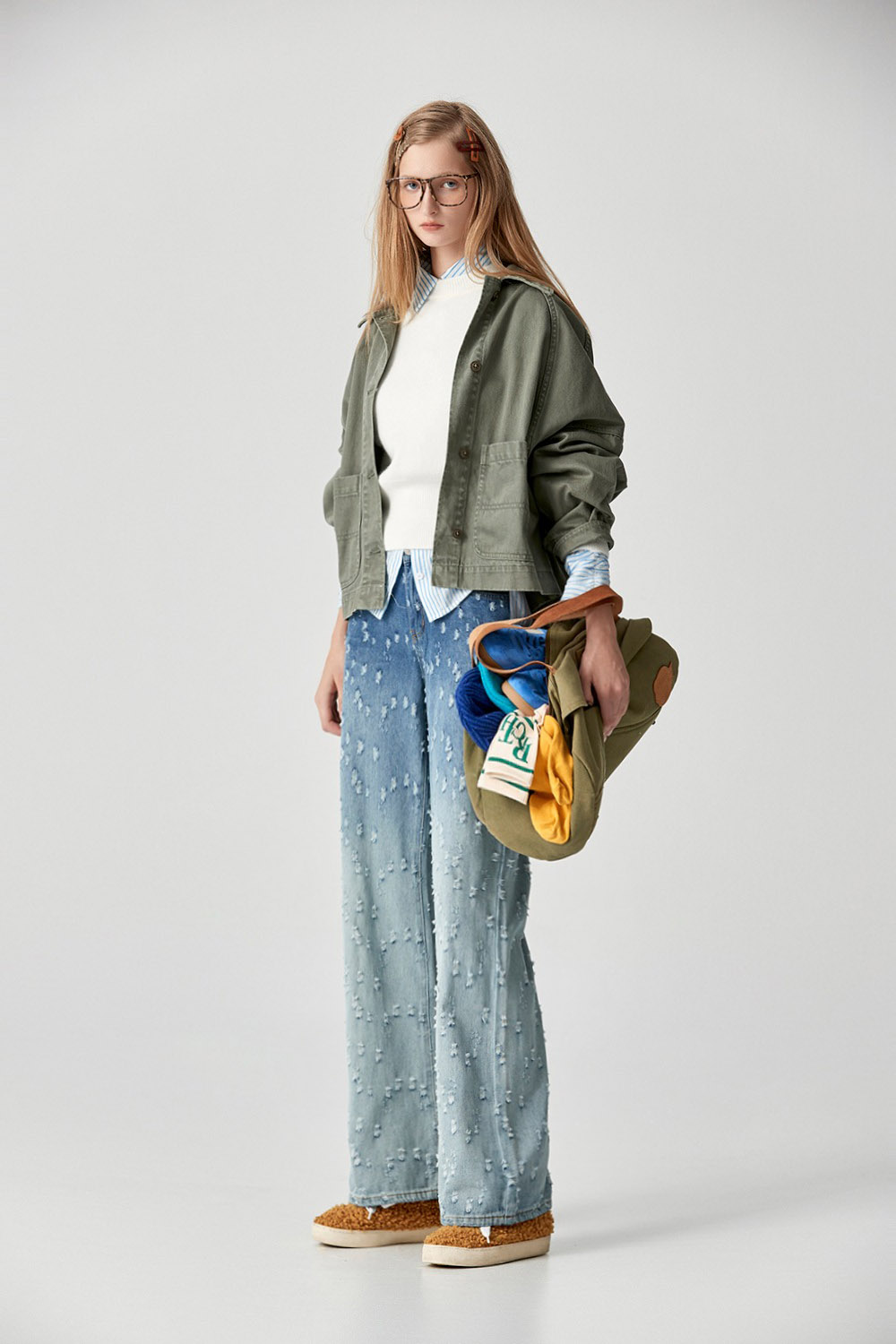 綠煙如霧寬版落肩牛仔外套 全館商品|❤️週週新品 | New|外衣 | Outwears|夾克 • 短外套