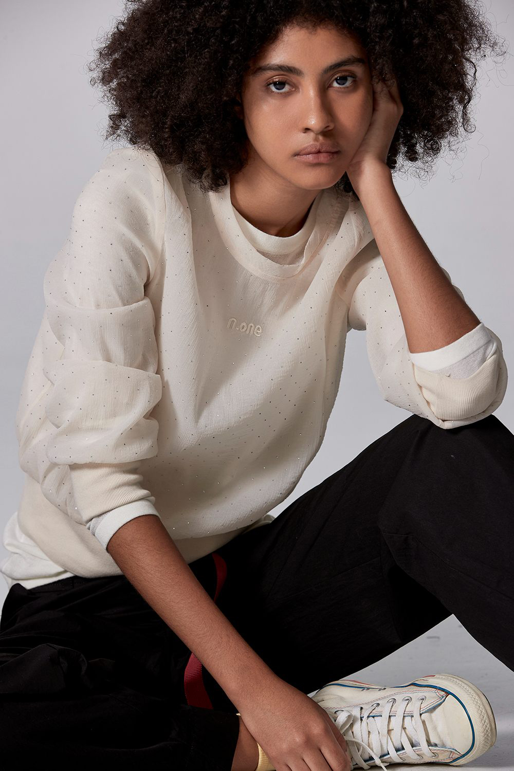 綻放時光透感小亮鑽上衣 全館商品|❤️週週新品 | New|上著 | Tops|五、七分袖 • 長袖上衣