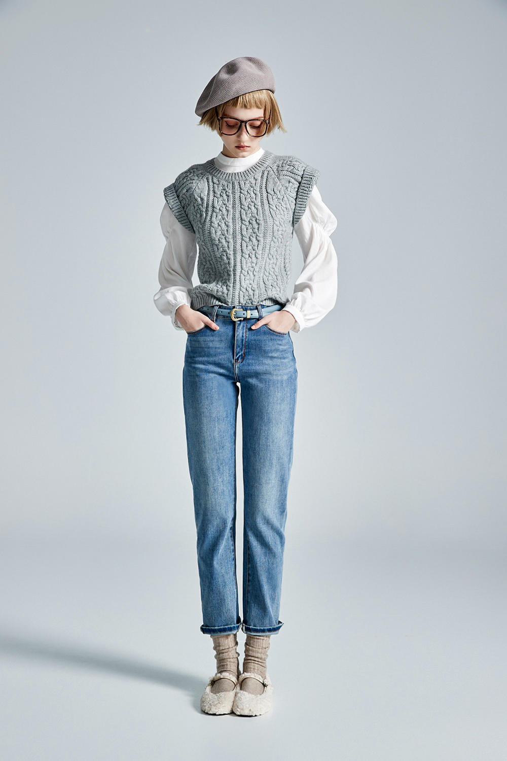 冬日初雾拉克蘭袖針織上衣 - 沉穩霧灰, 36 全館商品|❤️週週新品 | New|上著 | Tops|無袖 • 短袖上衣|針織 • 毛衣