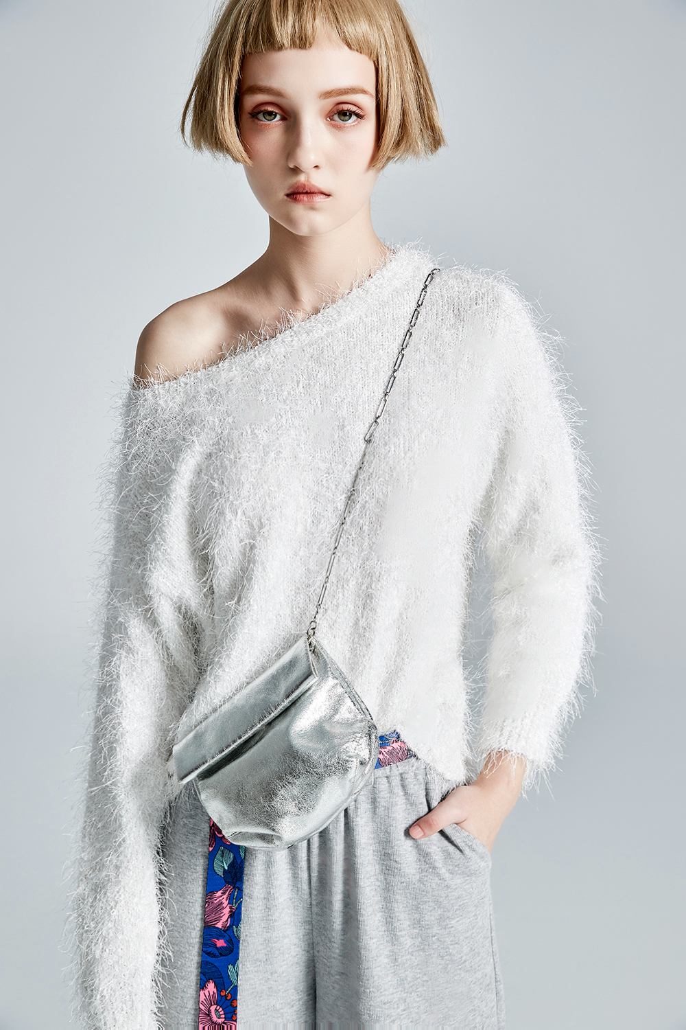 雪花飛舞慵懶流蘇針織上衣 - 無瑕純白, 40 全館商品|❤️週週新品 | New|上著 | Tops|五、七分袖 • 長袖上衣|針織 • 毛衣