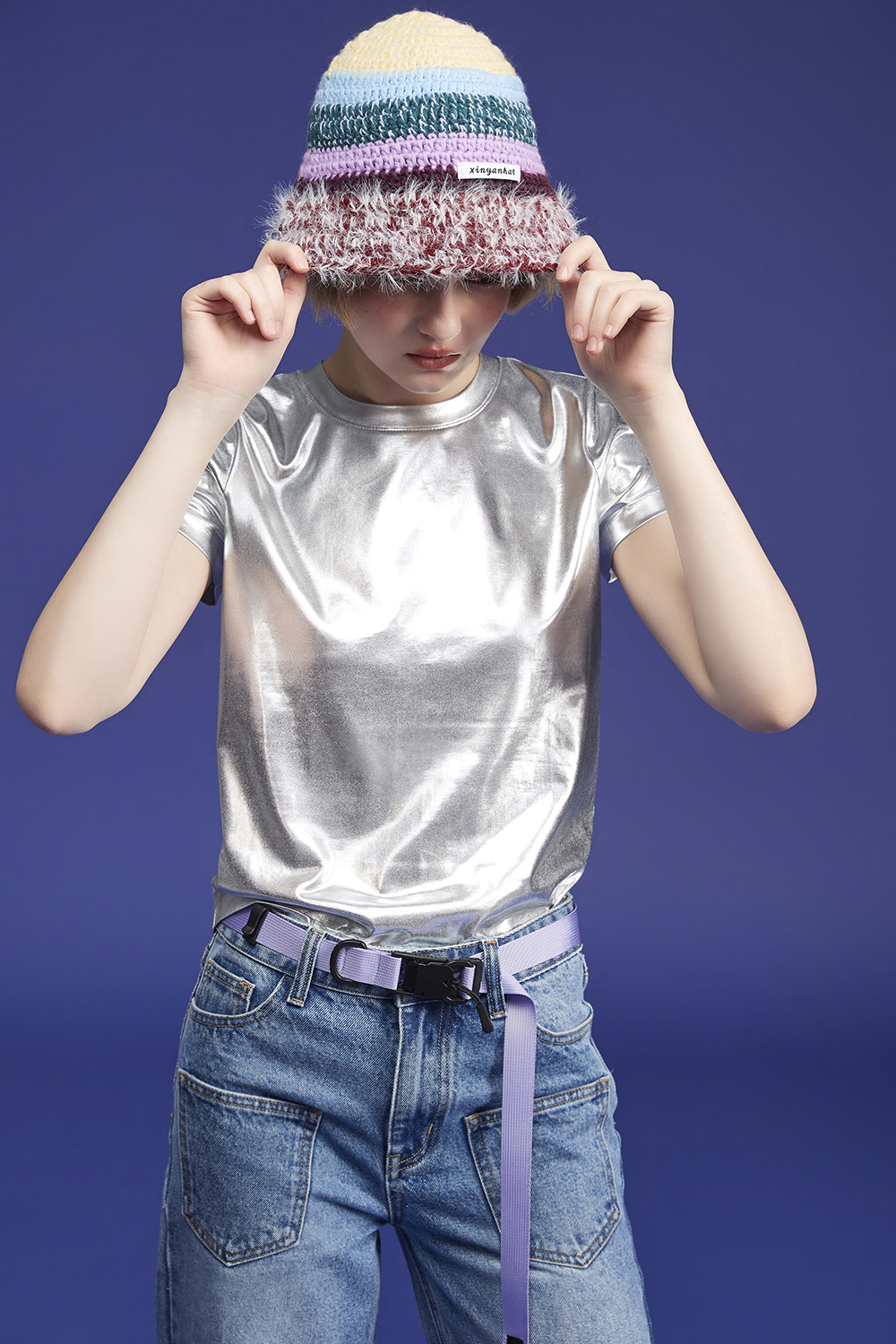 銀色山泉亮面質感上衣 ❤️週週新品 | New|上著 | Tops|無袖 • 短袖上衣