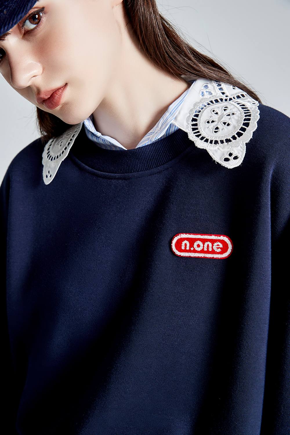 靜謐湖藍假兩件內刷毛上衣 - 寧靜黛藍, 36 ➤上衣|雙11最殺 最低3折起|全館商品|❤️週週新品 | New|上著 | Tops|五、七分袖 • 長袖上衣