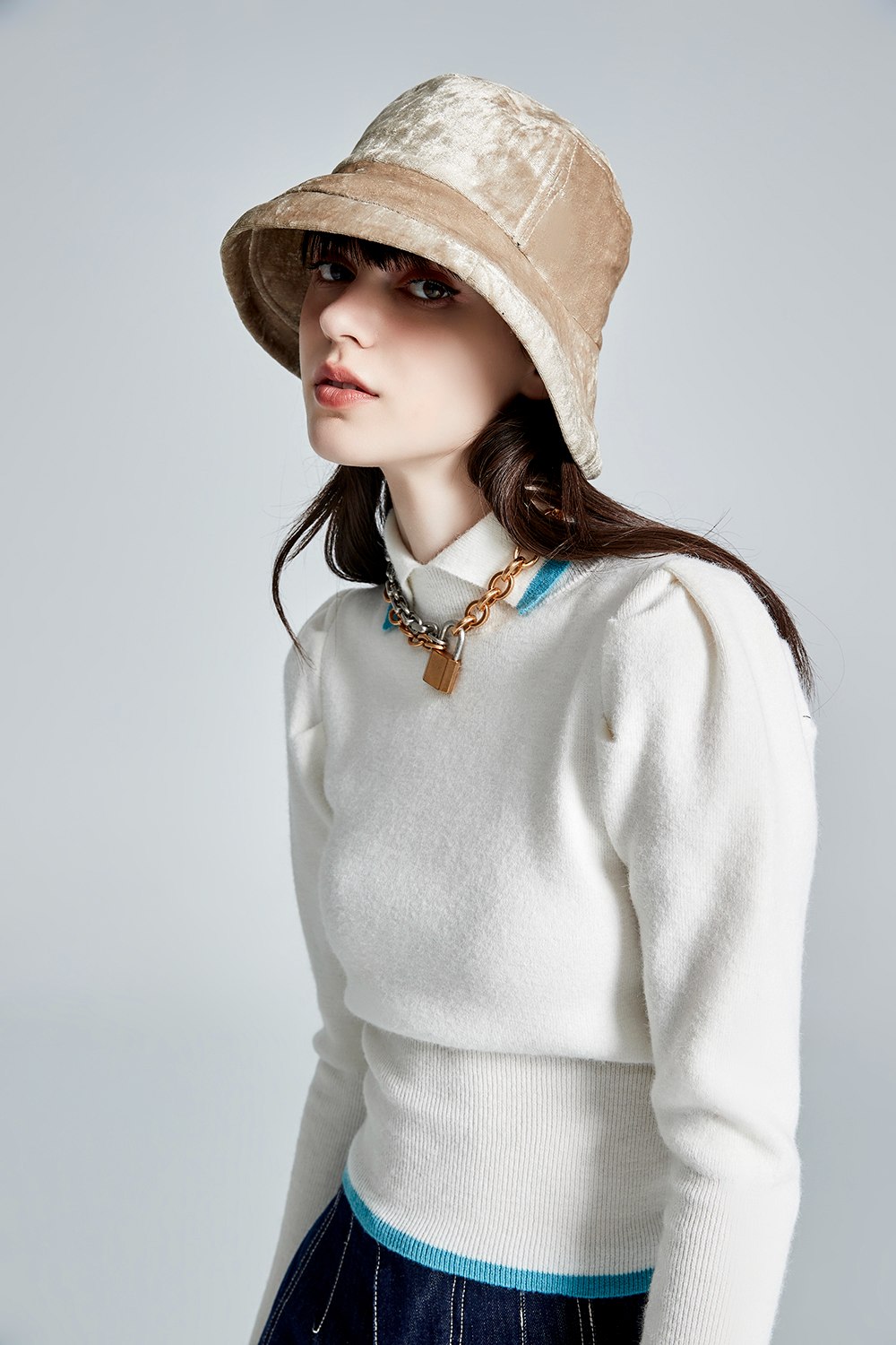 白露落霜公主袖收腰針織上衣 - 無瑕純白, 36 ➤上衣|雙11最殺 最低3折起|全館商品|❤️週週新品 | New|上著 | Tops|五、七分袖 • 長袖上衣|針織 • 毛衣