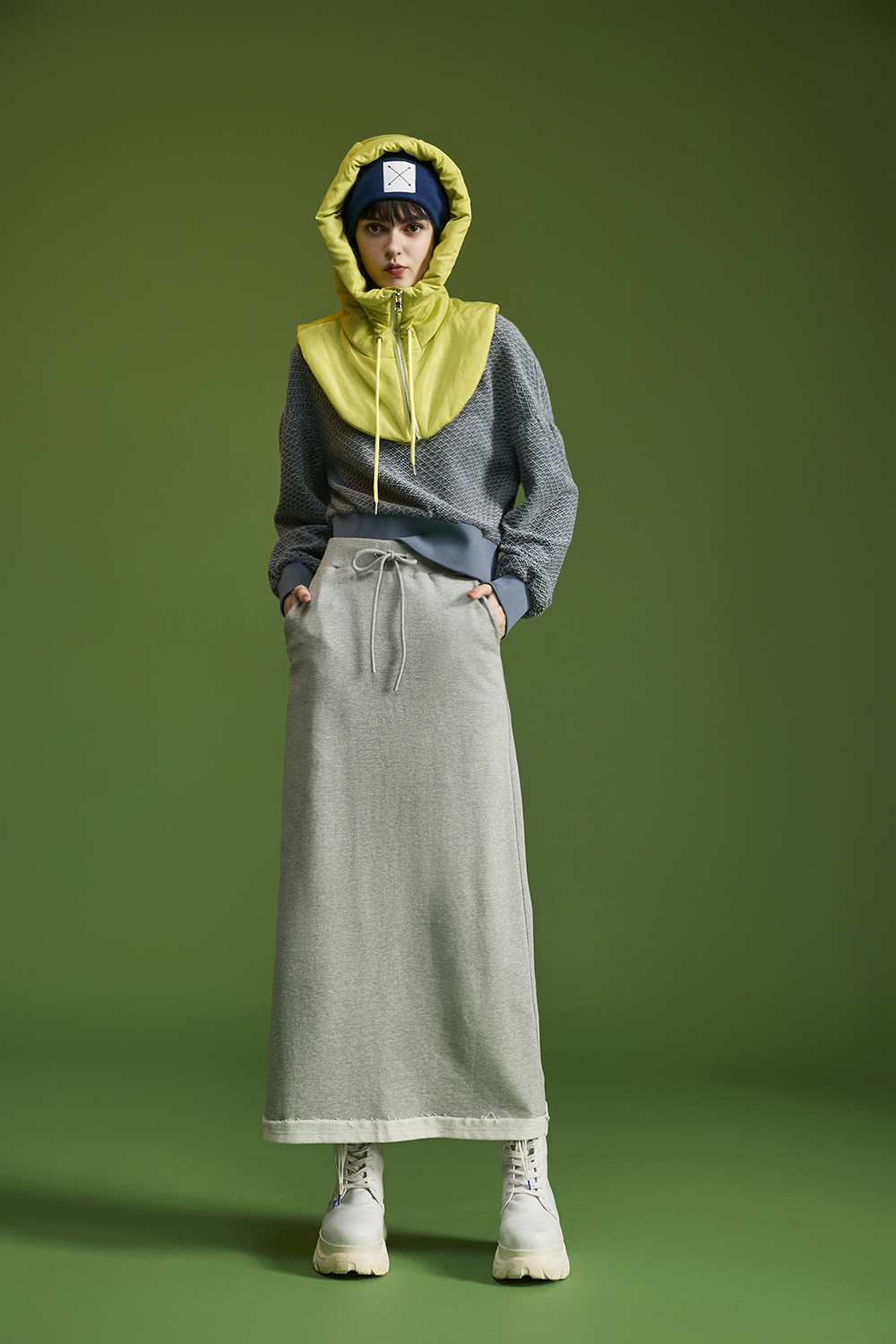 灰色舞會牛仔感一字領上衣 全館商品|❤️週週新品 | New|上著 | Tops|五、七分袖 • 長袖上衣