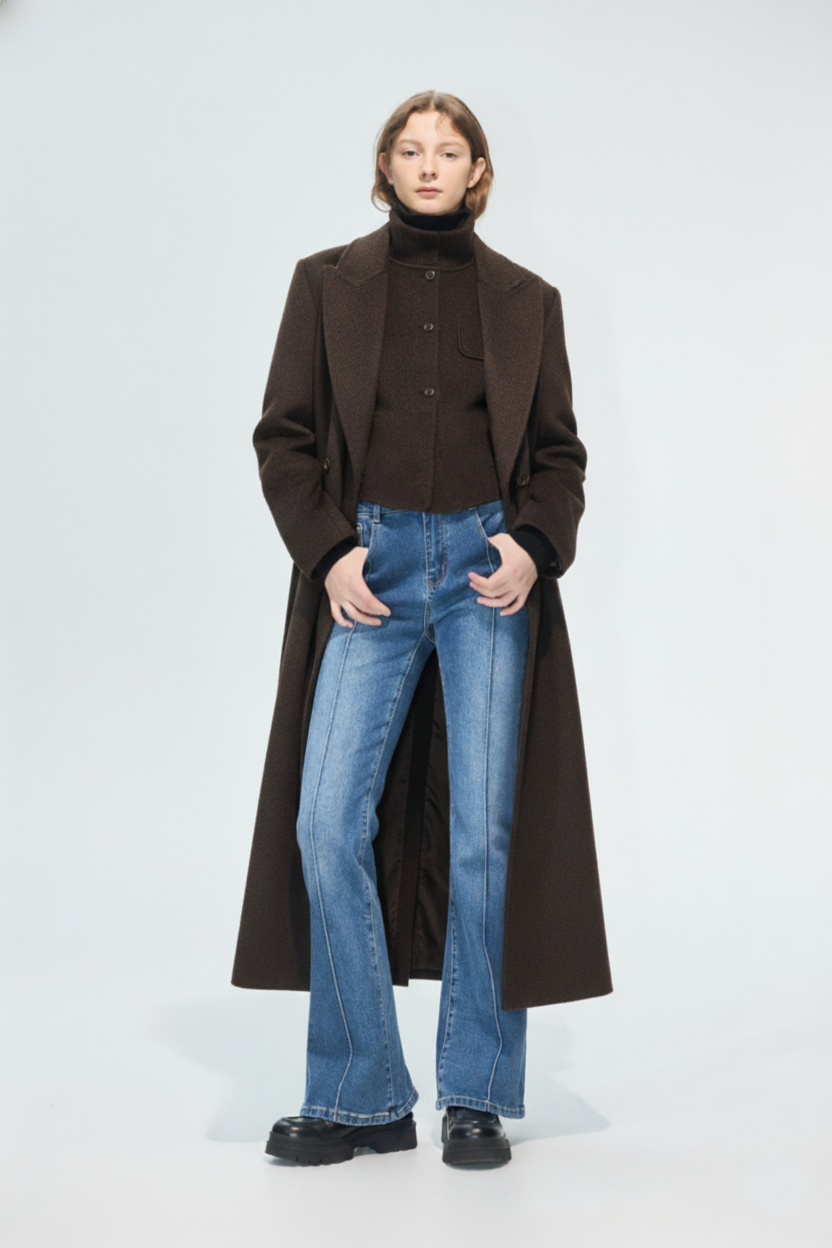 韓系look兩件式氣質毛料大衣 - 古樸咖啡, 38 ❤️週週新品 | New|▶十一月份◀ 25AW|1113 • Bitter & Warm|外衣 | Outwears|大衣 • 風衣|針織外套