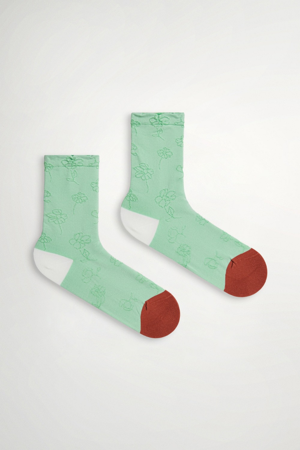 漫遊小花綠條紋中筒襪 精品 | Accessories|襪子